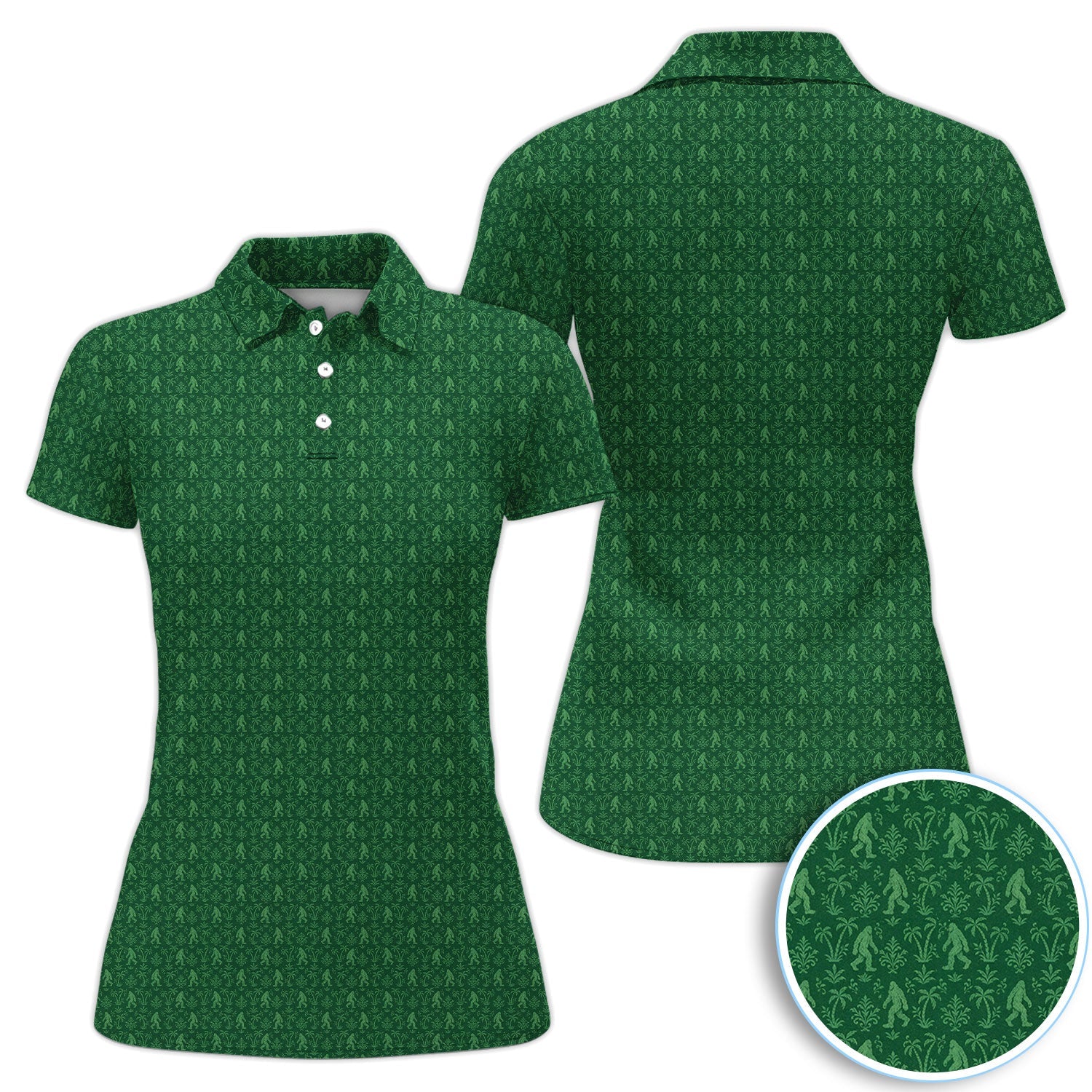 Green Bigfoot Sasquatch Golf Pattern Shirt, Bigfoot Golf Shirt For Men, Funny Golfer Gift
