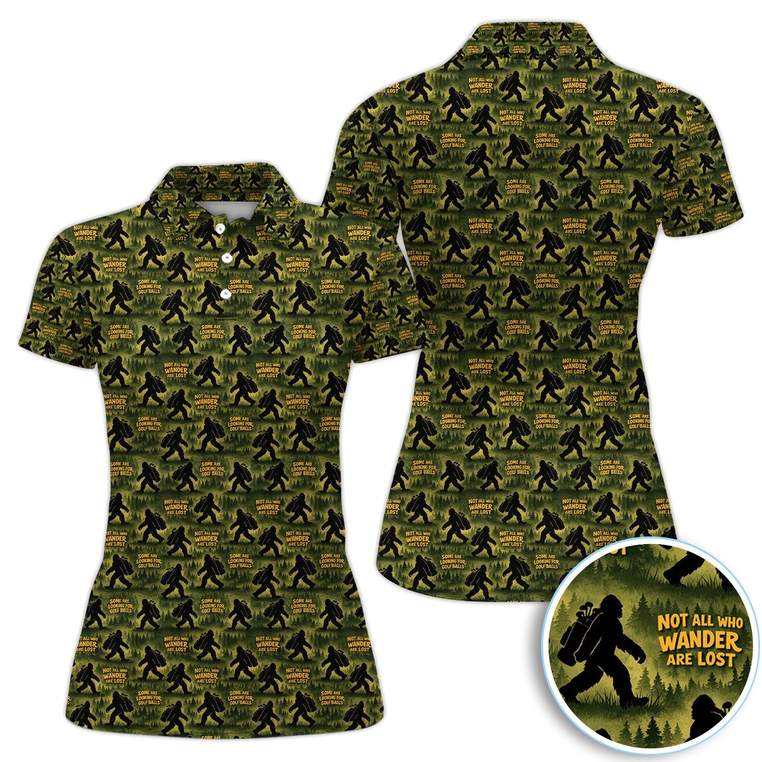 Bigfoot Wander Quote Pattern Golf Shirt, Sasquatch Golfer Forest Golf Shirt For Men, Golfer Gift