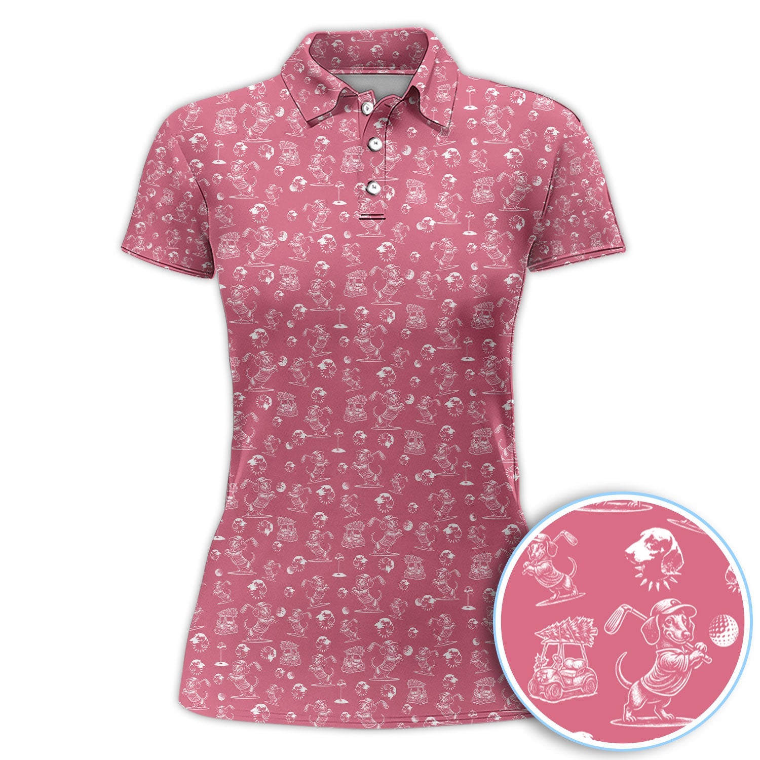 Dachshund Pattern Golf Shirt for Men, Funny Golf Polos, Golf Gift For Men