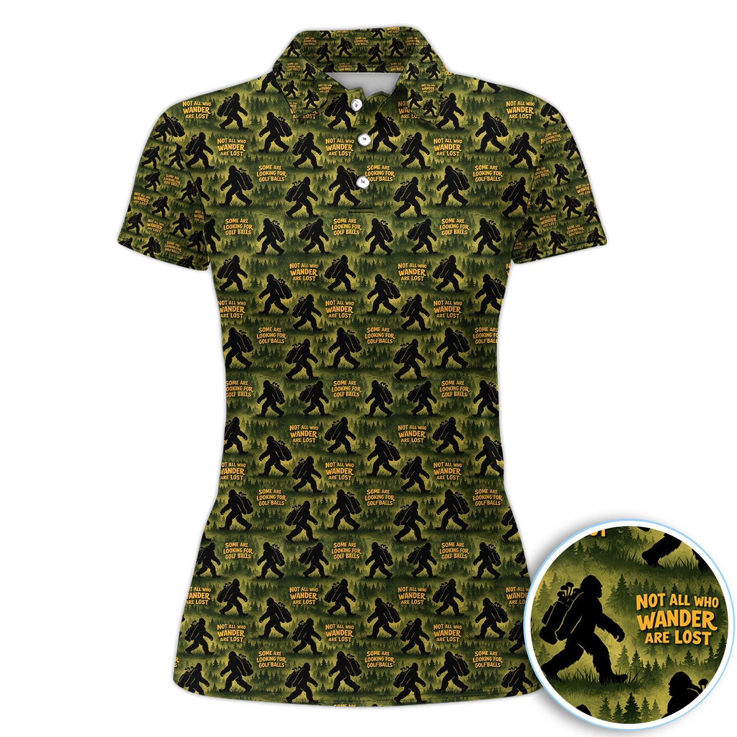 Bigfoot Wander Quote Pattern Golf Shirt, Sasquatch Golfer Forest Golf Shirt For Men, Golfer Gift