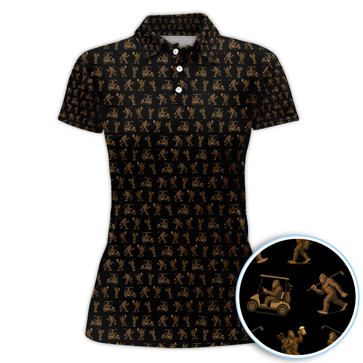 Funny Golf Pattern Shirt, Bigfoot Golf Shirt For Men, Crazy Golf Gift For Golfer