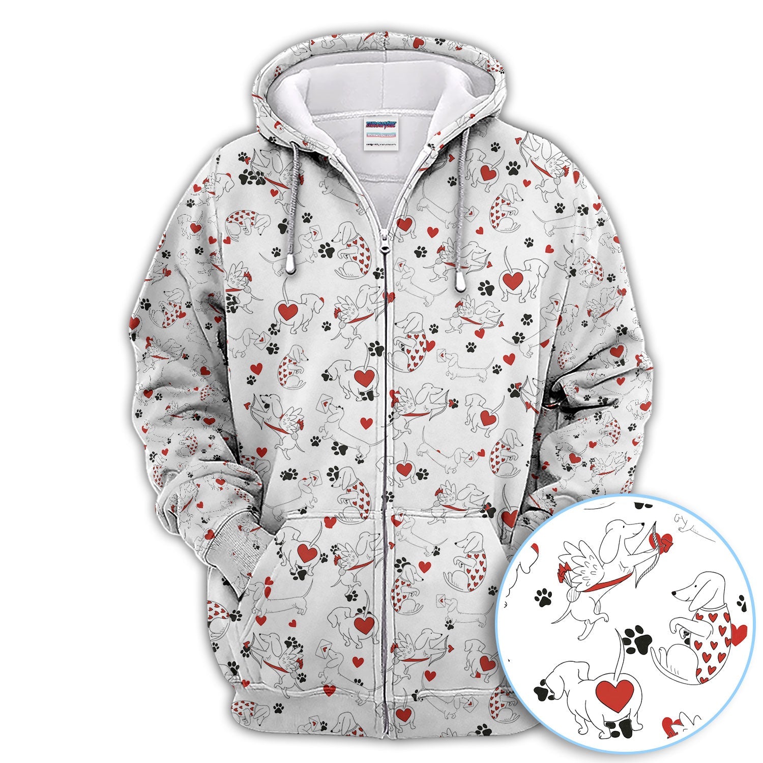 Funny Dachshund Polos For Golfer, Cupid Dog Pattern Golf Shirt, Golf Gift For Golfer