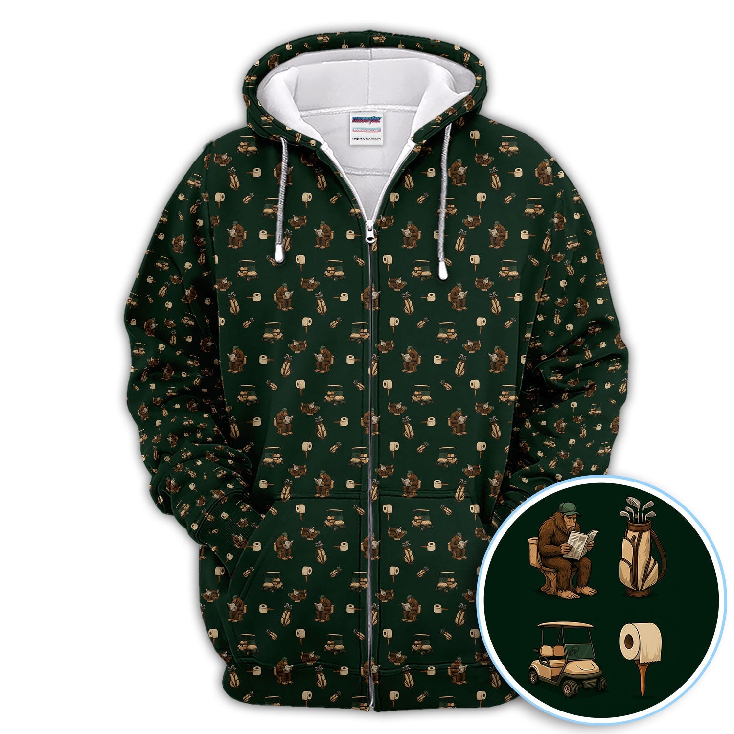 Funny Golf Shirt For Men, Bigfoot Pattern Golf Shirt, Crazy Golf Shirt For Golfer