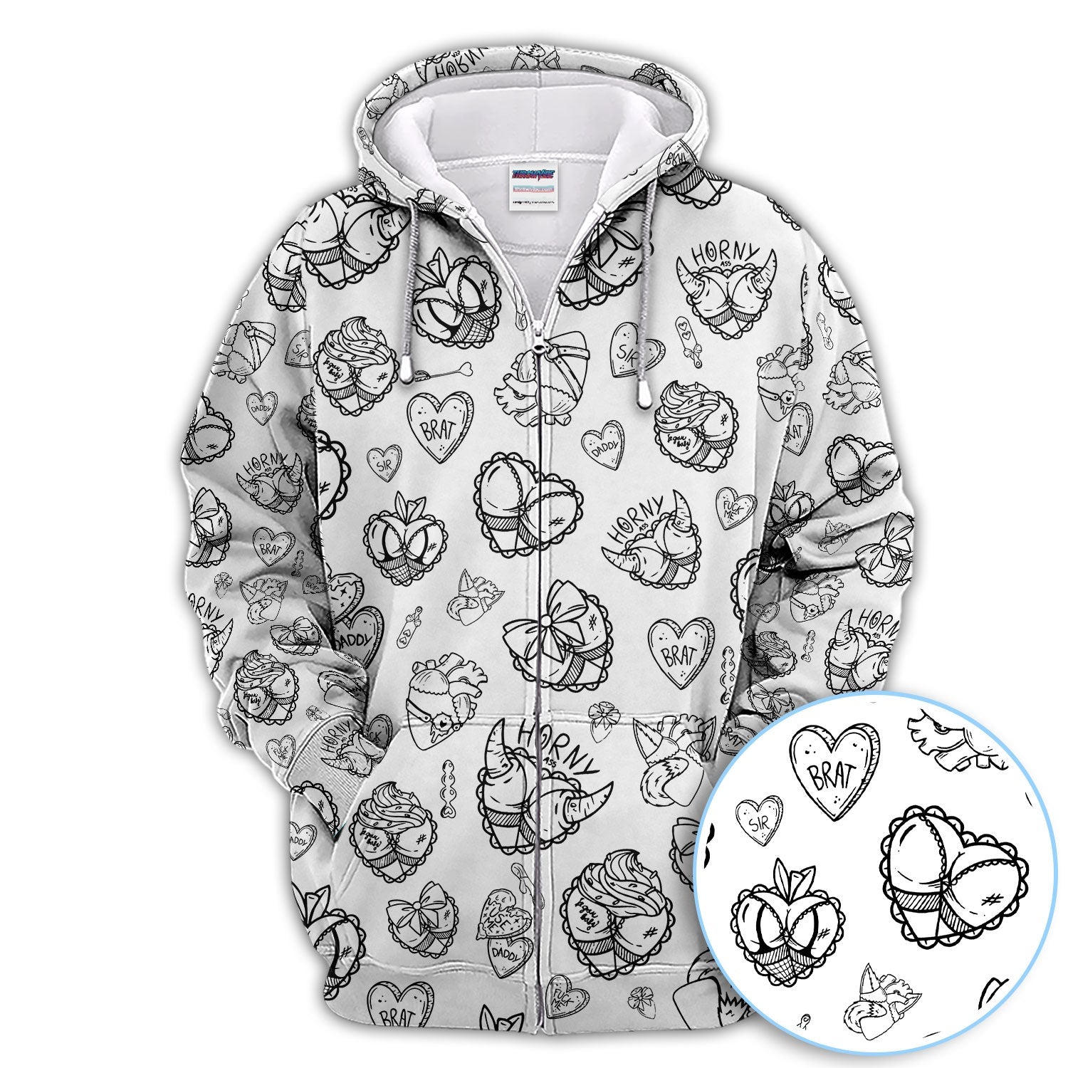 Horny Brat Sketch Pattern Polos, Funny Golf Shirt For Men, Golf Gift For Golfer