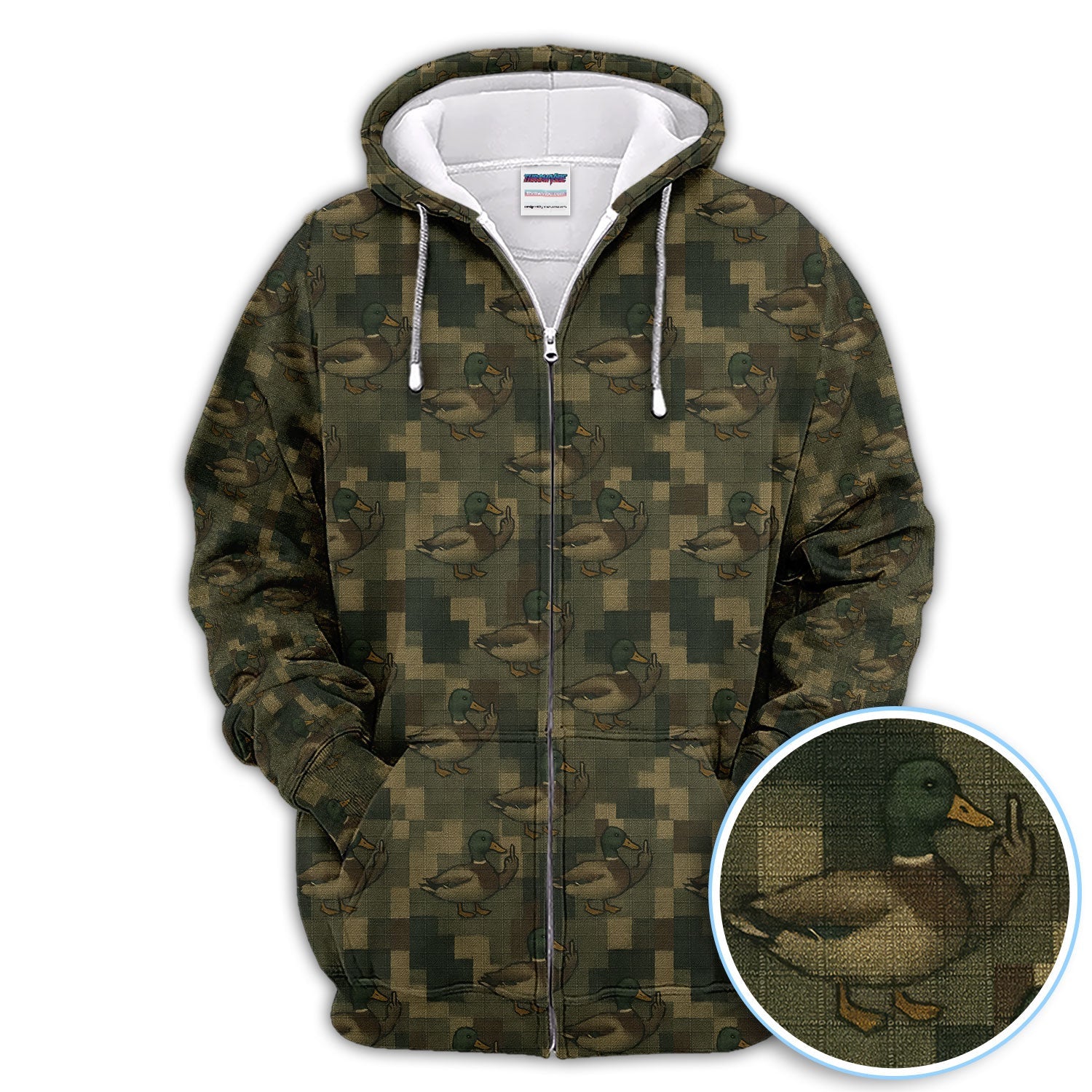 Mallard Duck Camo Polos For Men, Waterfowl Pattern Shirt, Crazy Golf Shirt For Golfer