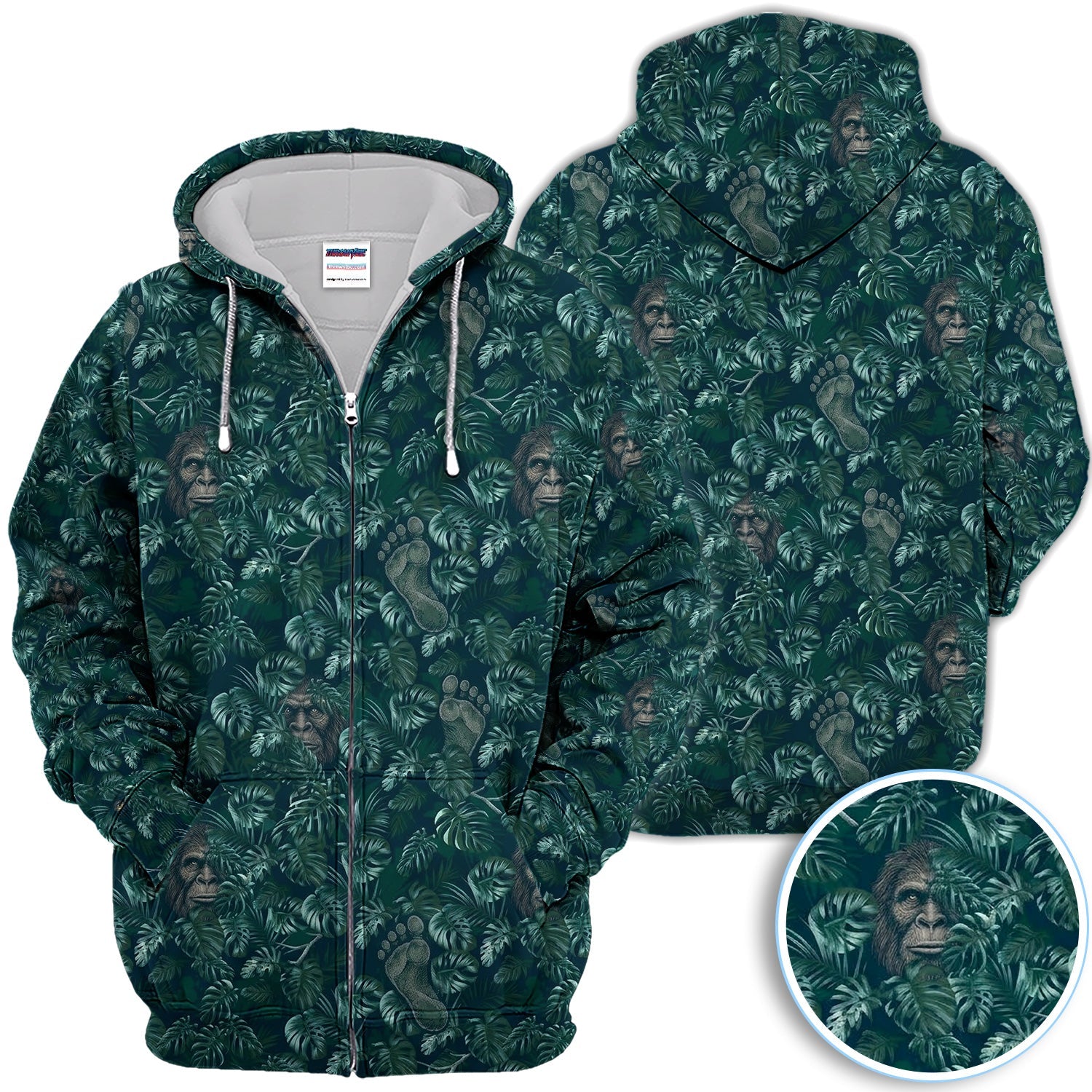 Funny Hidden Gorilla Jungle Golf Pattern Shirt, Bigfoot Footprint Golf Shirt For Men, Golfer Gift