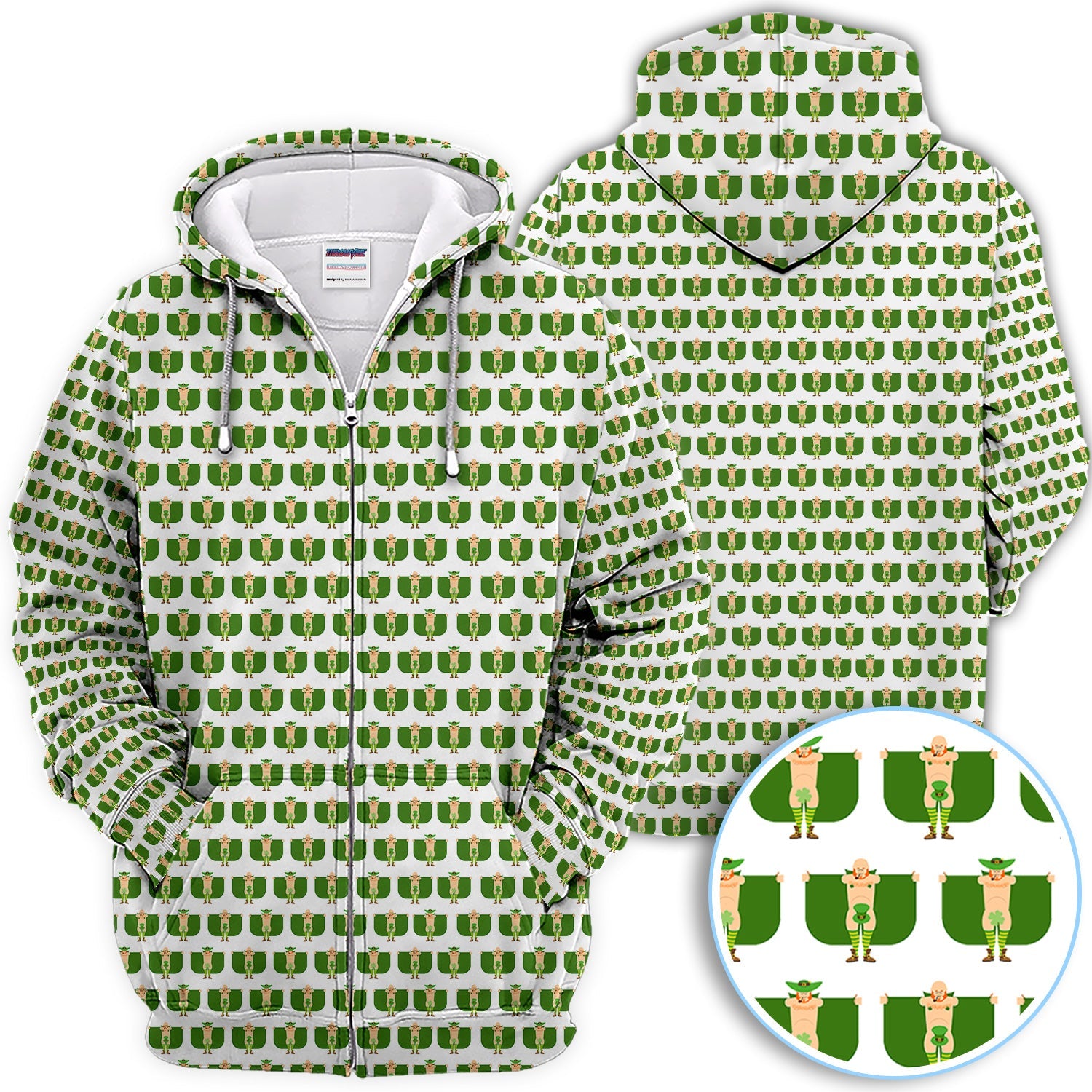 St. Patrick’s Day Leprechaun Pattern Golf Polos, Irish Golf Shirt For Men, Crazy Golf Gift For Golfer
