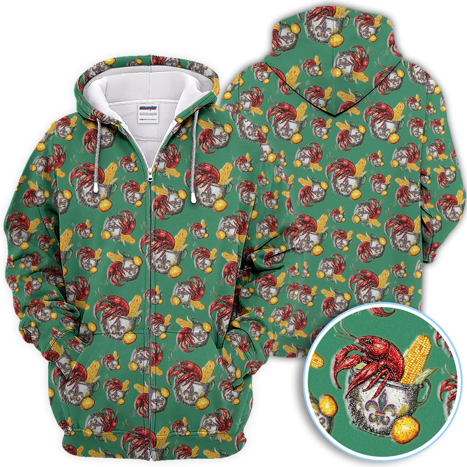 Mardi Gras Crawfish Pattern Golf Shirt, Funny Louisiana Crawfish Golf Polos For Men, Golf Gift For Golfer