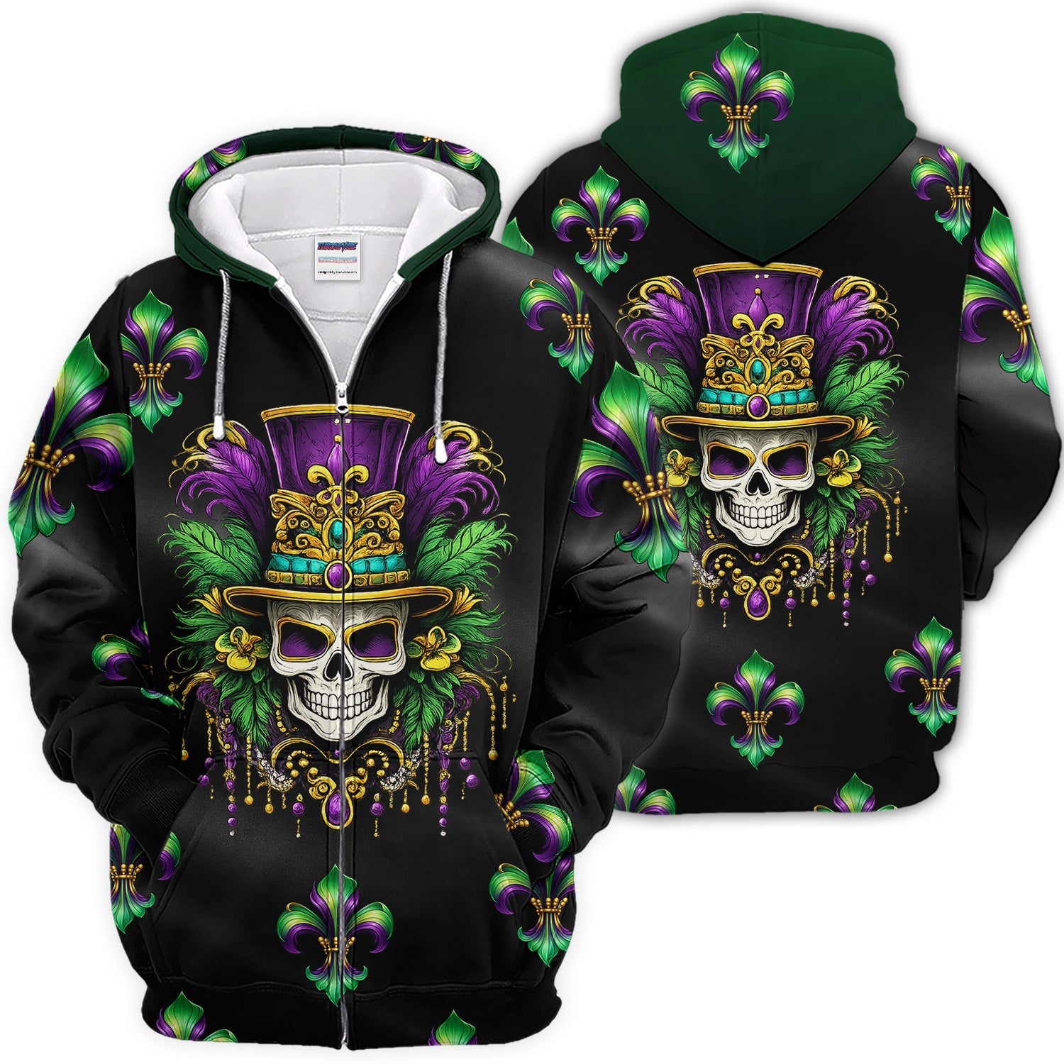 Mardi Gras Mask Skull Pattern Golf Shirt, Carnival Golf Polos For Men, Golf Gift For Golfer