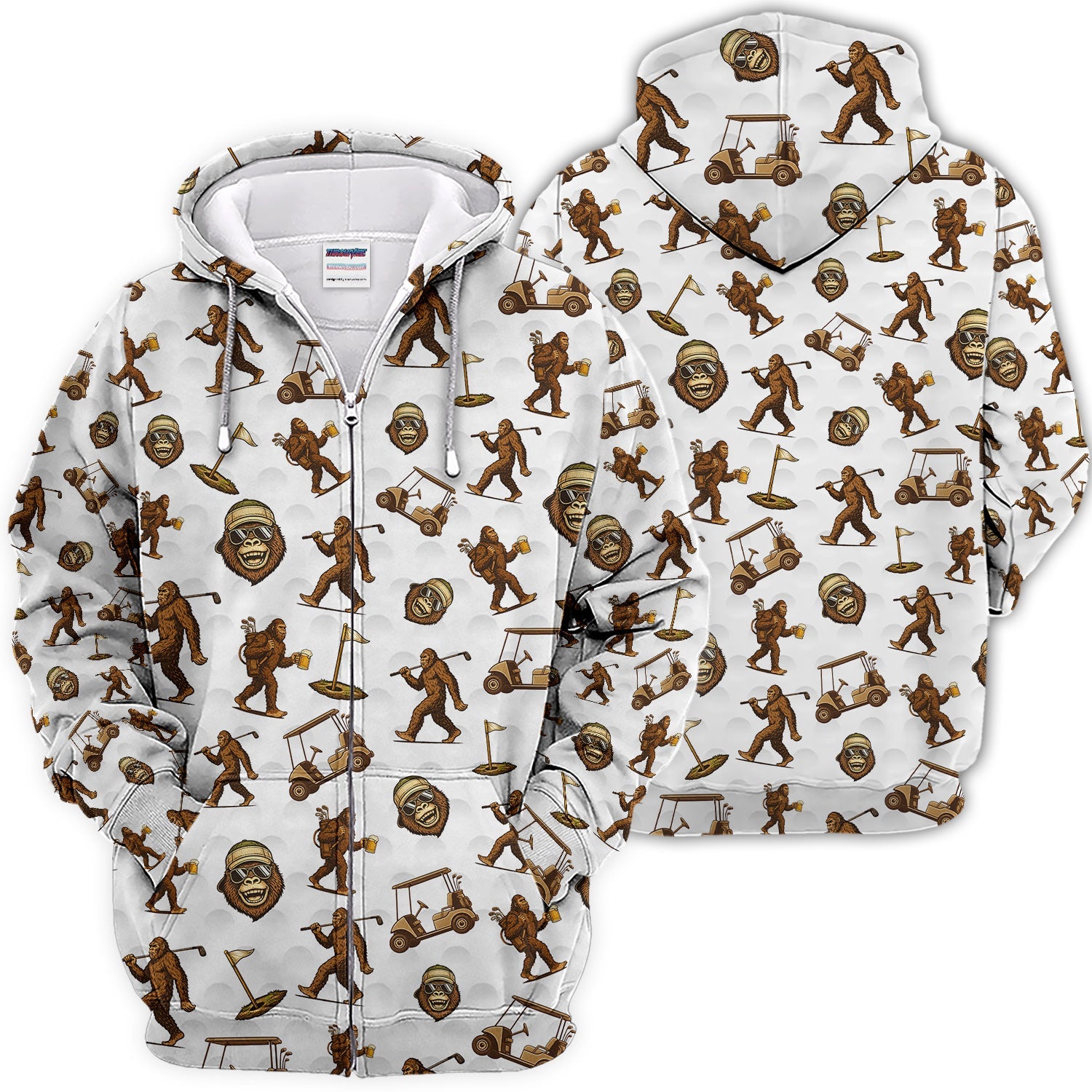 Sasquatch Pattern Golf Shirt For Men, Crazy Bigfoot Golf Polos, Funny Golf Gift For Golfer