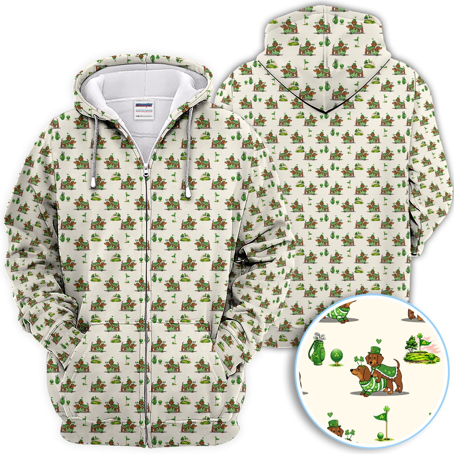 St Patrick’s Day Dachshund Patrick Golf Shirt, Wiener Dog Golf Polos For Men, Golf Gift For Golfer