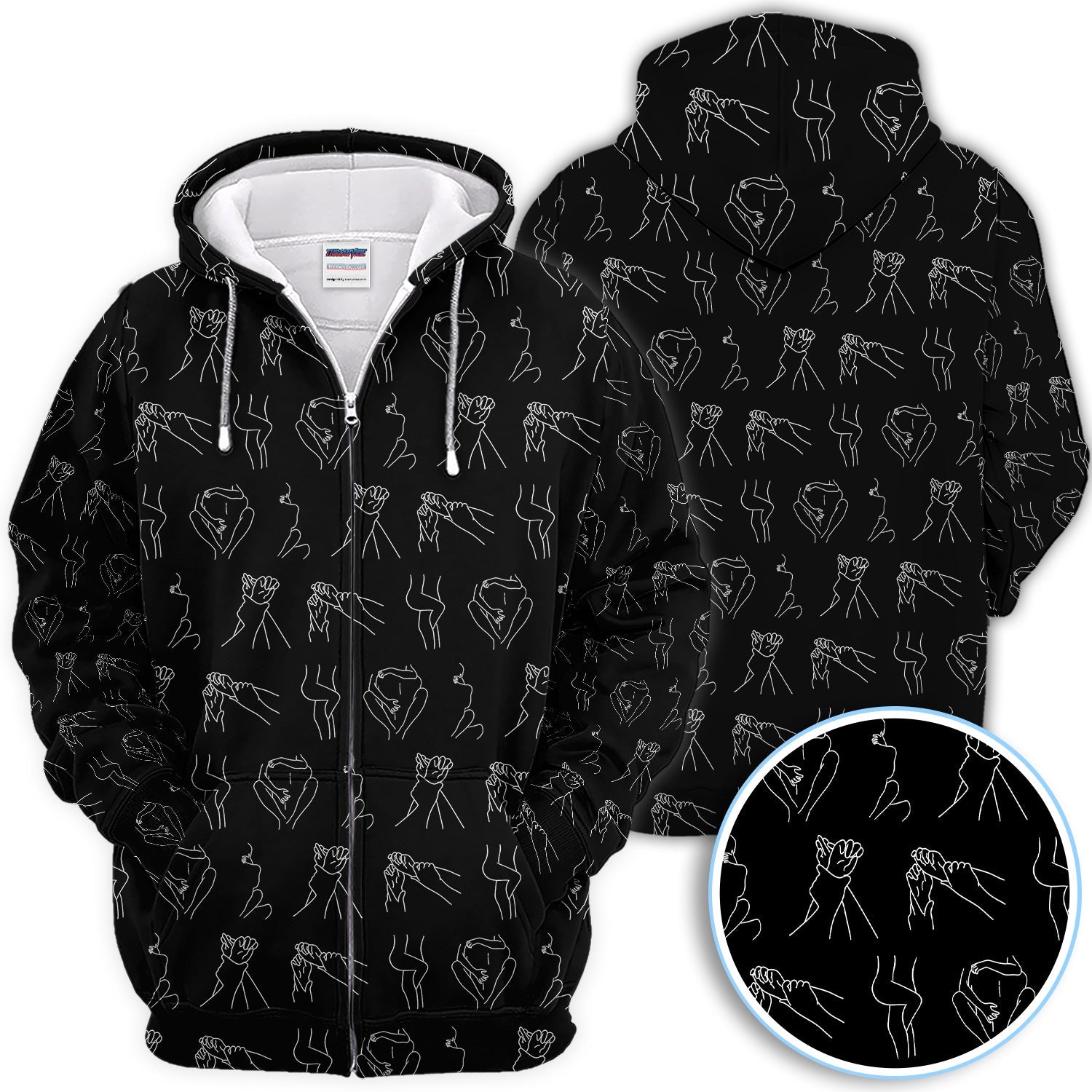 Minimal Line Art Pattern Golf Polos, Crazy Abstract Hands Golf Shirt For Men, Golf Gift For Golfer