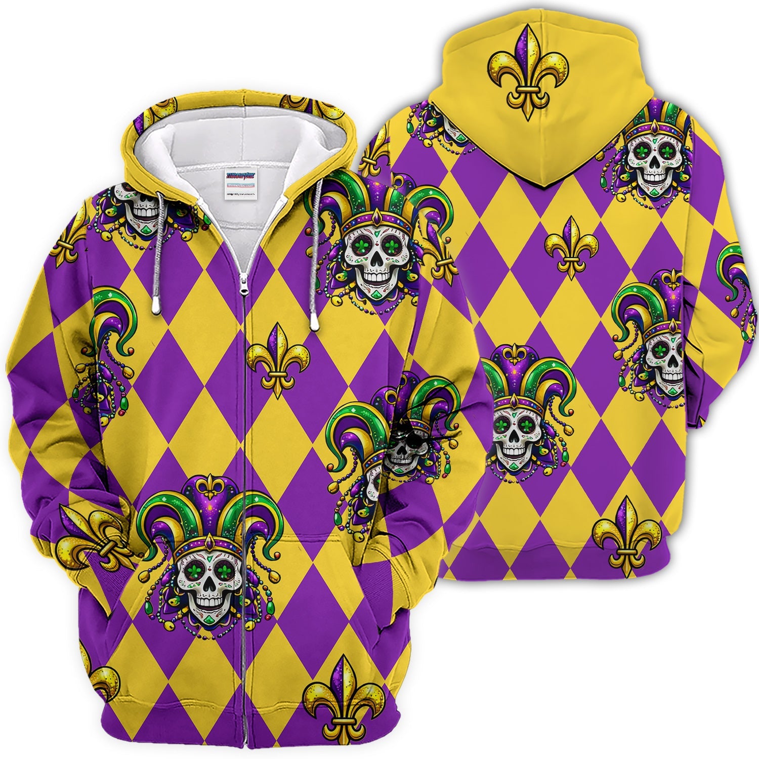 Mardi Gras Carnival Mask Skull Pattern Golf Shirt, Holiday Golf Polos For Men, Golf Gift For Golfer