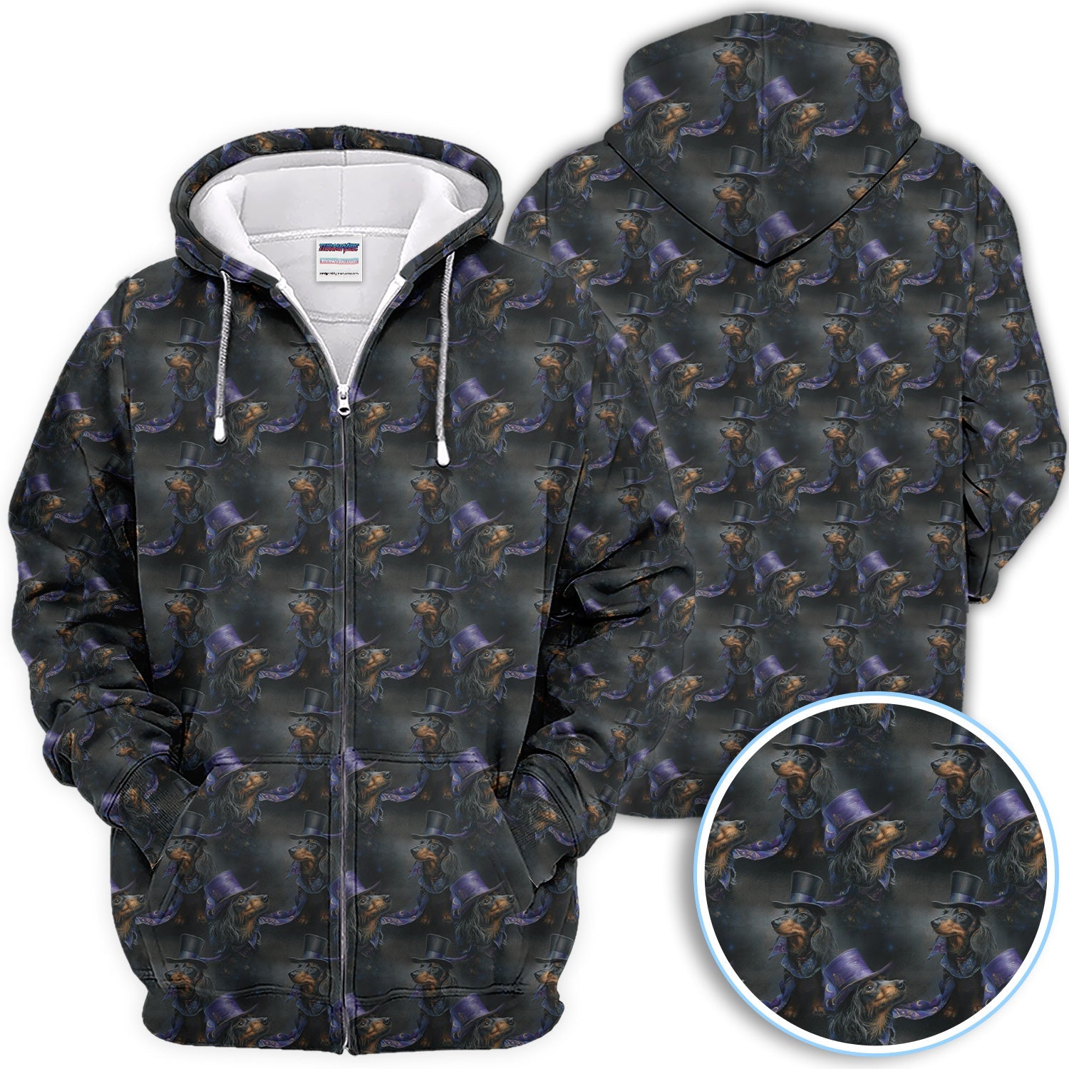 Elegant Dachshund Pattern Golf Shirt, Crazy Wiener Dog Golf Shirt For Golfer, Golf Gift For Men