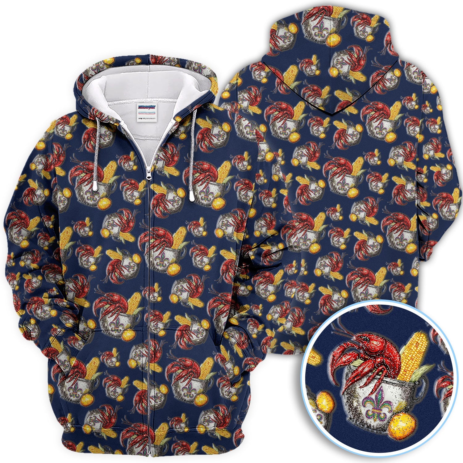 Mardi Gras Crawfish Pattern Golf Shirt, Funny Louisiana Crawfish Golf Polos For Men, Golf Gift For Golfer