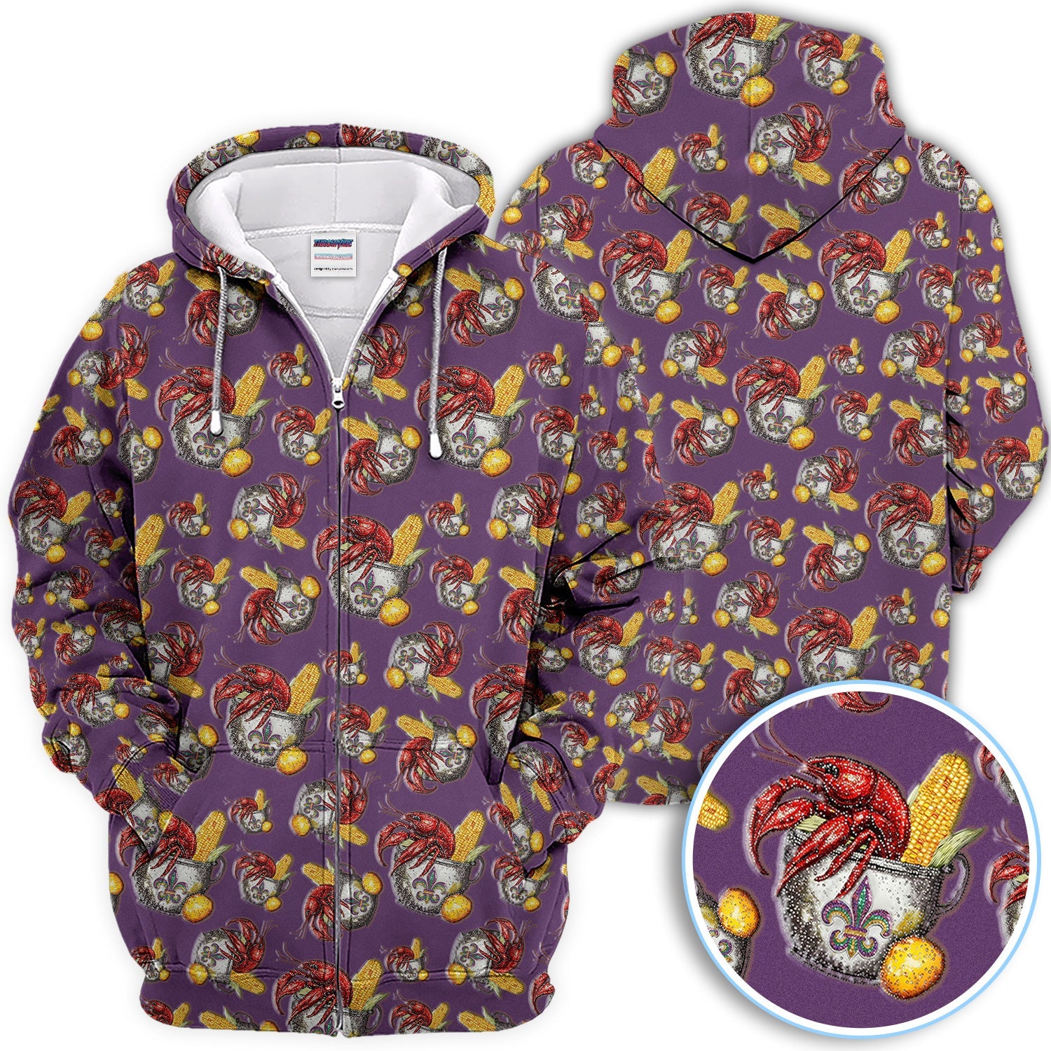 Mardi Gras Crawfish Pattern Golf Shirt, Funny Louisiana Crawfish Golf Polos For Men, Golf Gift For Golfer