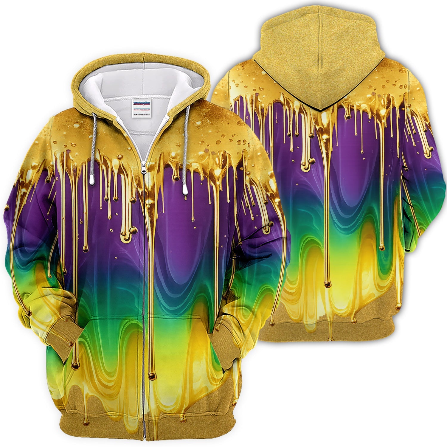 Mardi Gras Gradient Golf Shirt, Holiday Golf Polos For Men, Golf Gift For Golfer