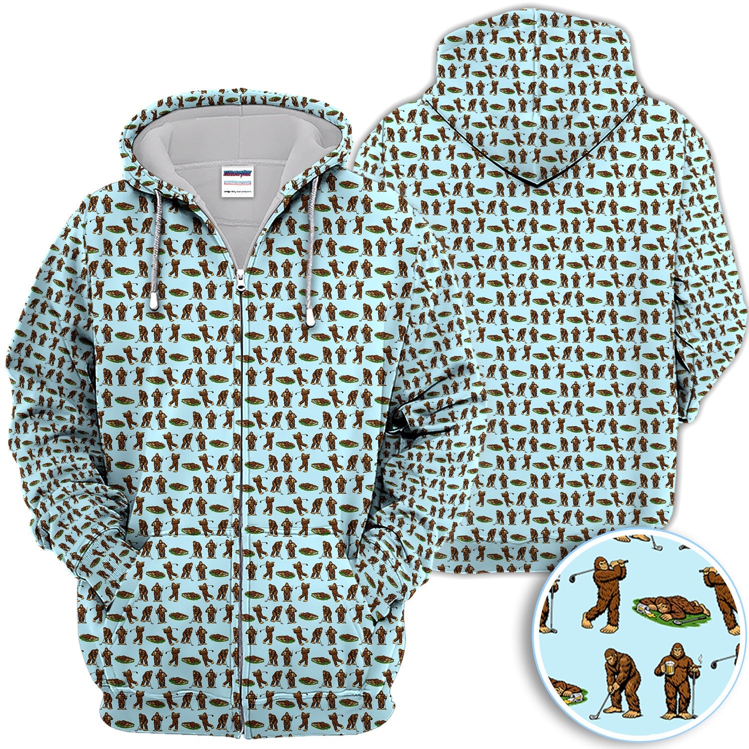 Funny Bigfoot Golf Polo Shirt, Sasquatch Golfer Pattern Shirt For Men, Unique Golfer Outfit