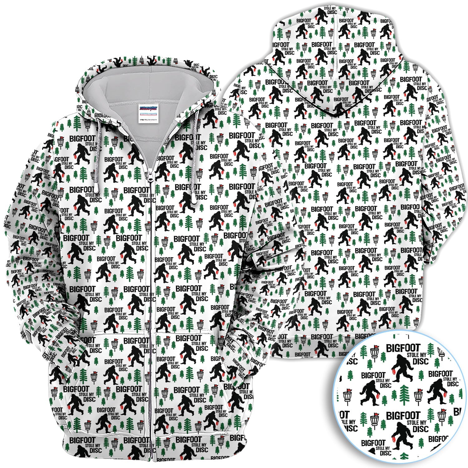 Funny Disc Golf Polo Shirt, Bigfoot Sasquatch Disc Golfer Gift Shirt for Men