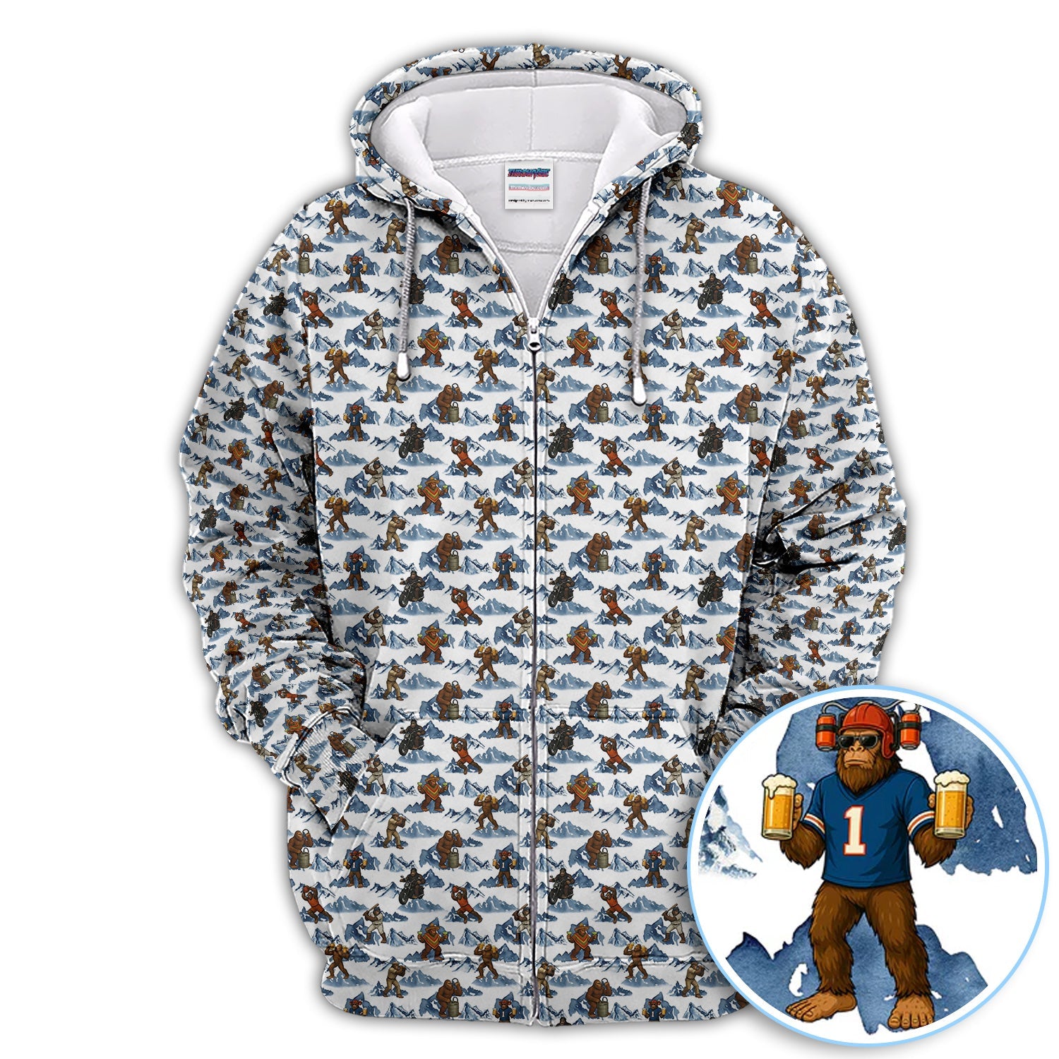 Bigfoot Pattern Golf Shirt, Sasquatch And Beer Golf Shirt For Men, Gift For Golfer
