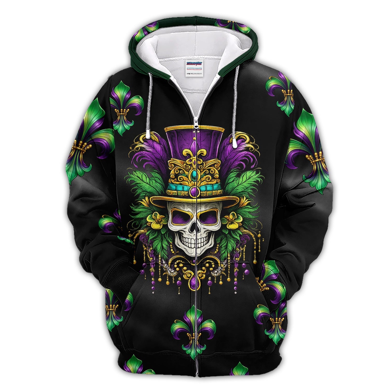 Mardi Gras Mask Skull Pattern Golf Shirt, Carnival Golf Polos For Men, Golf Gift For Golfer