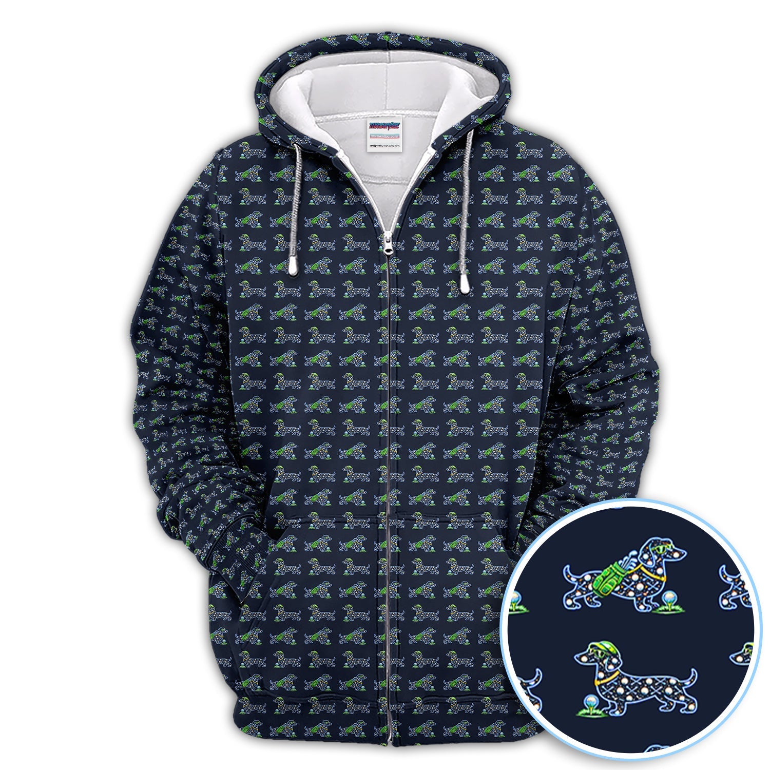 Funny Dachshund Pattern Golf Polos, Wiener Dog Golf Shirt For Golfer, Golf Gift For Men