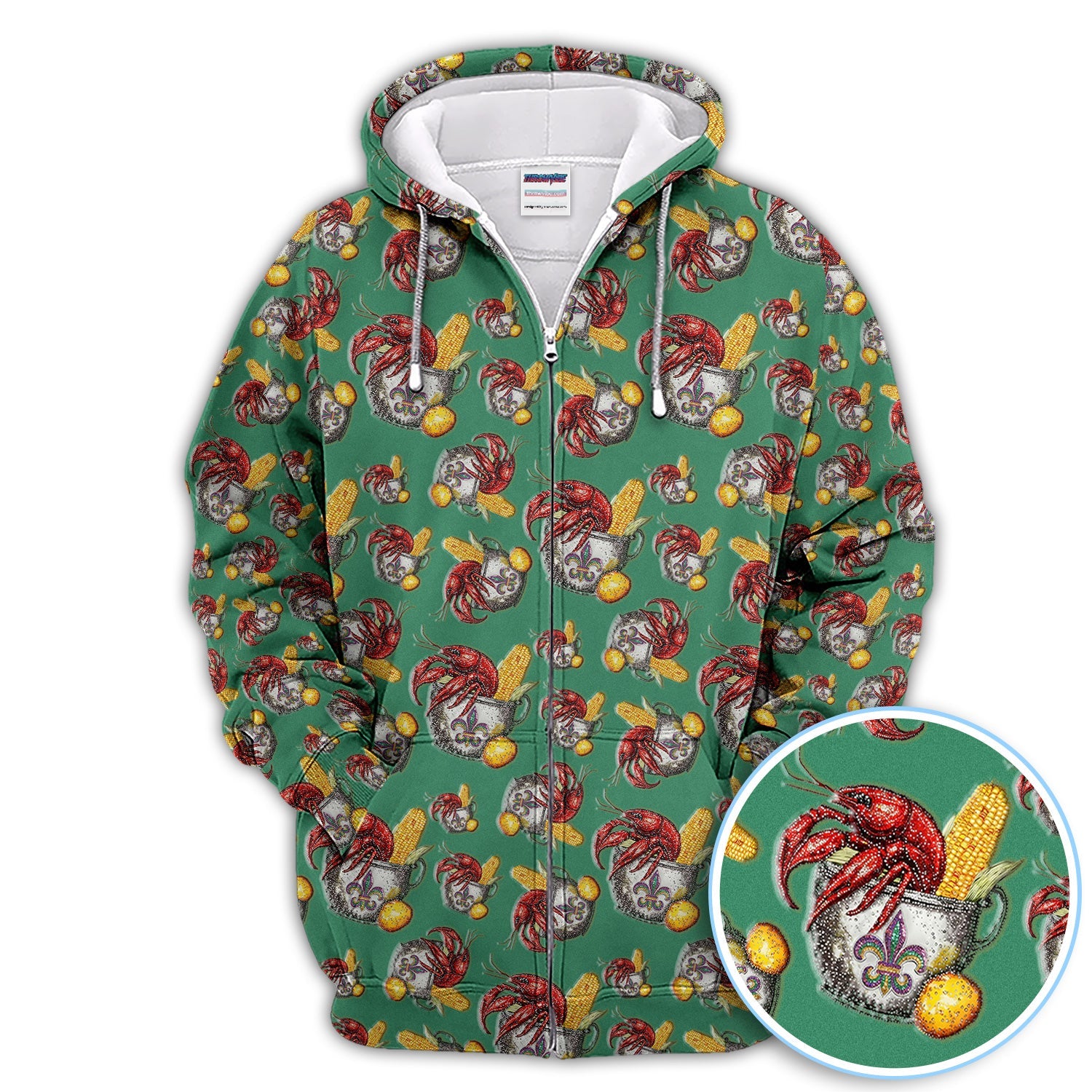 Mardi Gras Crawfish Pattern Golf Shirt, Funny Louisiana Crawfish Golf Polos For Men, Golf Gift For Golfer