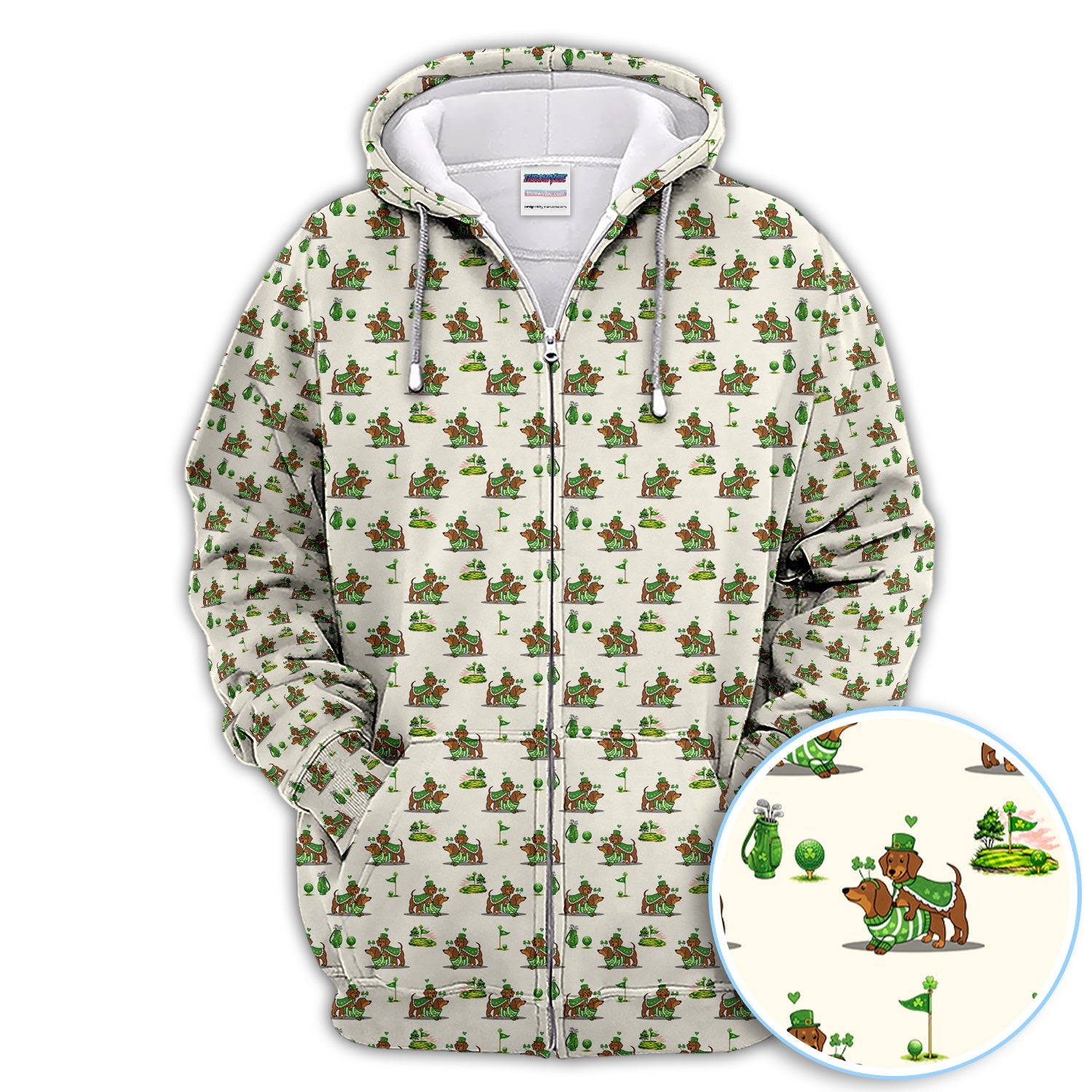 St Patrick’s Day Dachshund Patrick Golf Shirt, Wiener Dog Golf Polos For Men, Golf Gift For Golfer