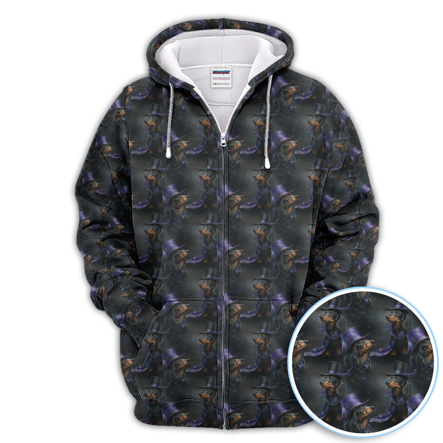 Elegant Dachshund Pattern Golf Shirt, Crazy Wiener Dog Golf Shirt For Golfer, Golf Gift For Men