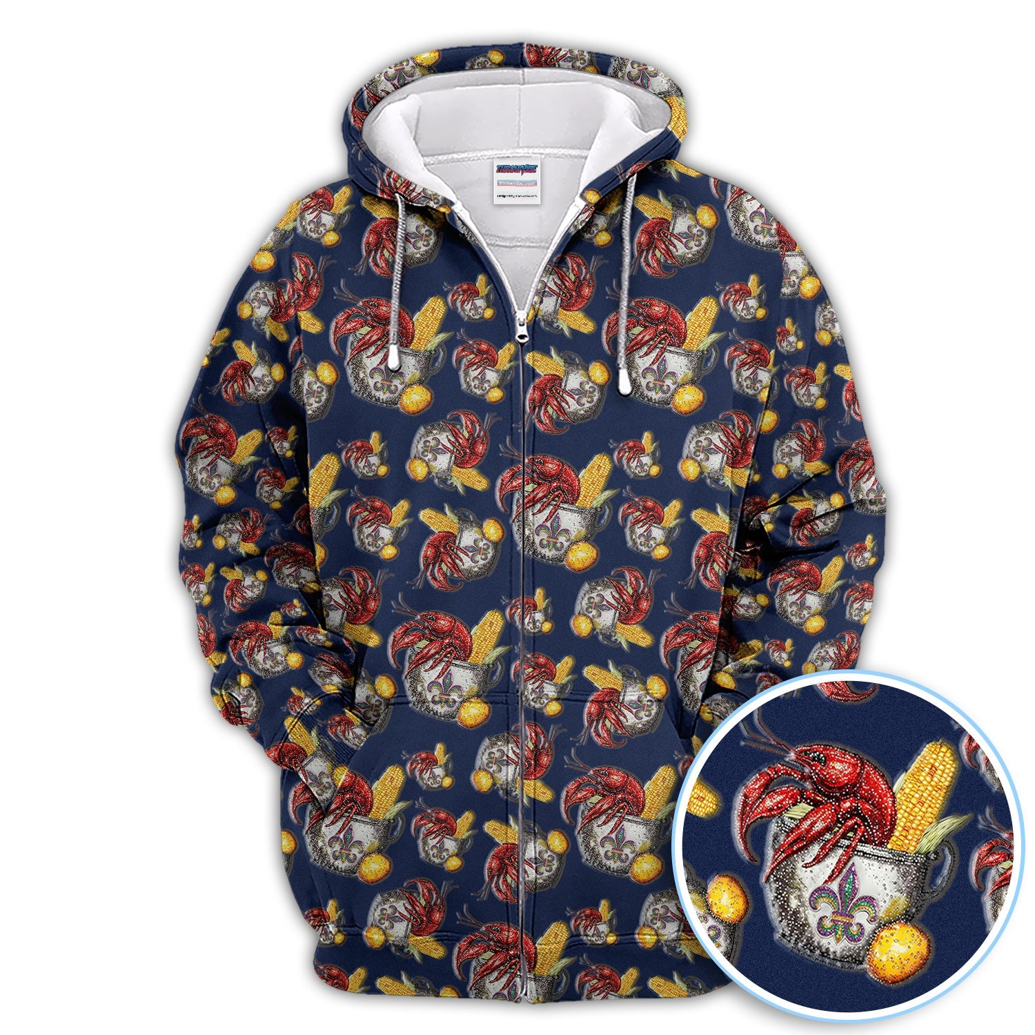 Mardi Gras Crawfish Pattern Golf Shirt, Funny Louisiana Crawfish Golf Polos For Men, Golf Gift For Golfer