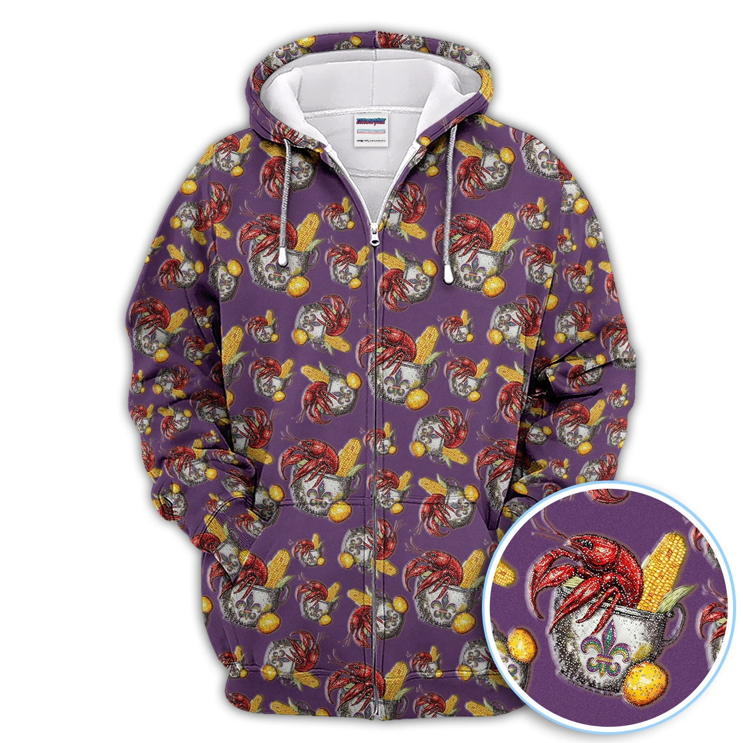 Mardi Gras Crawfish Pattern Golf Shirt, Funny Louisiana Crawfish Golf Polos For Men, Golf Gift For Golfer