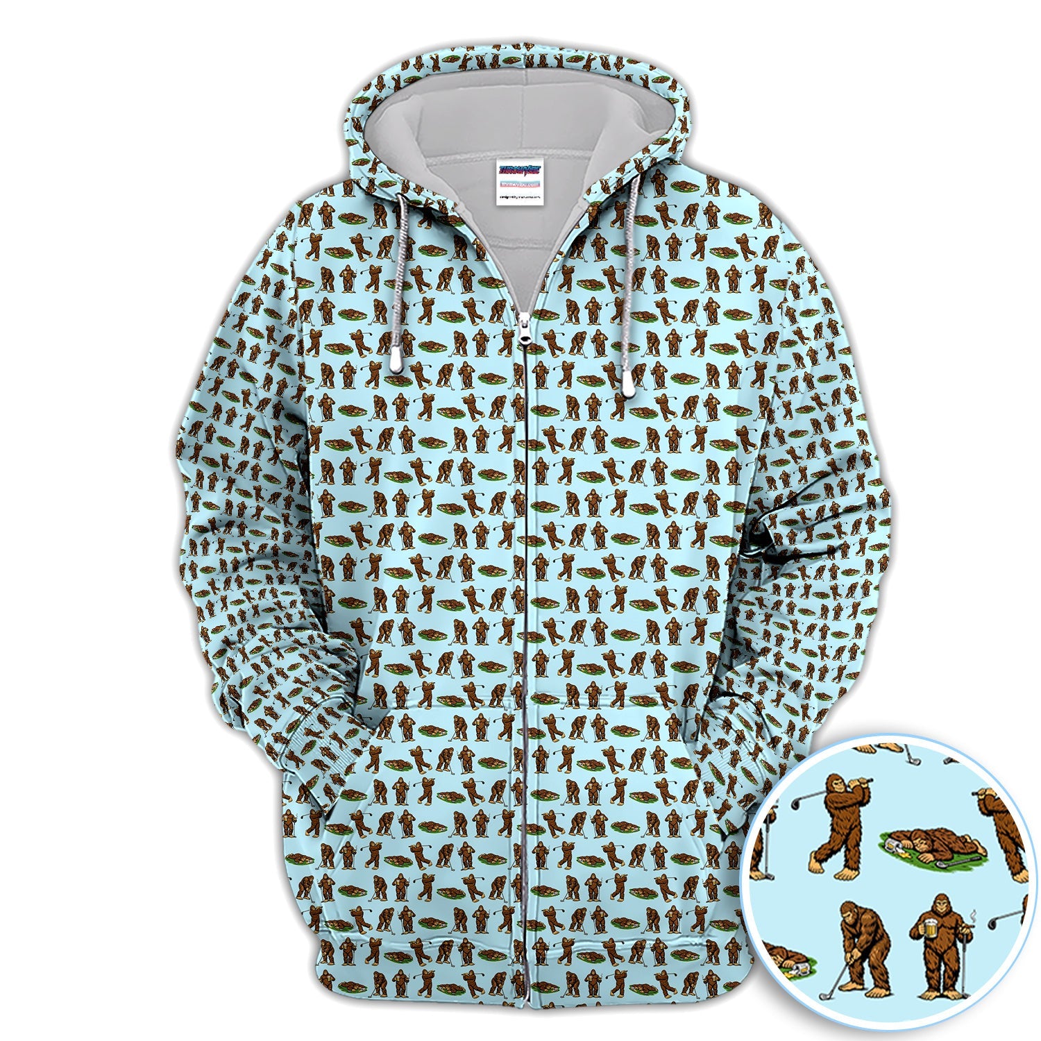 Funny Bigfoot Golf Polo Shirt, Sasquatch Golfer Pattern Shirt For Men, Unique Golfer Outfit