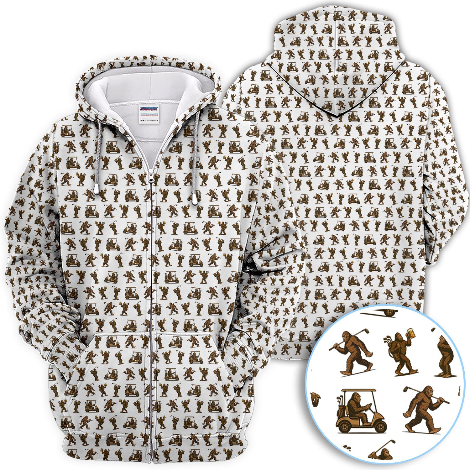 Funny Golf Pattern Shirt, Bigfoot Golf Shirt For Men, Crazy Golf Gift For Golfer