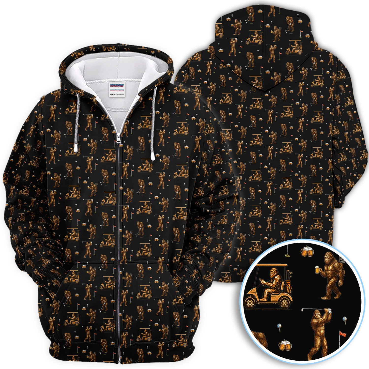 Funny Bigfoot Golf Shirt, Squatch Bigfoot And Beer Pattern Golf  Polos, Crazy Golf Gift For Golfer