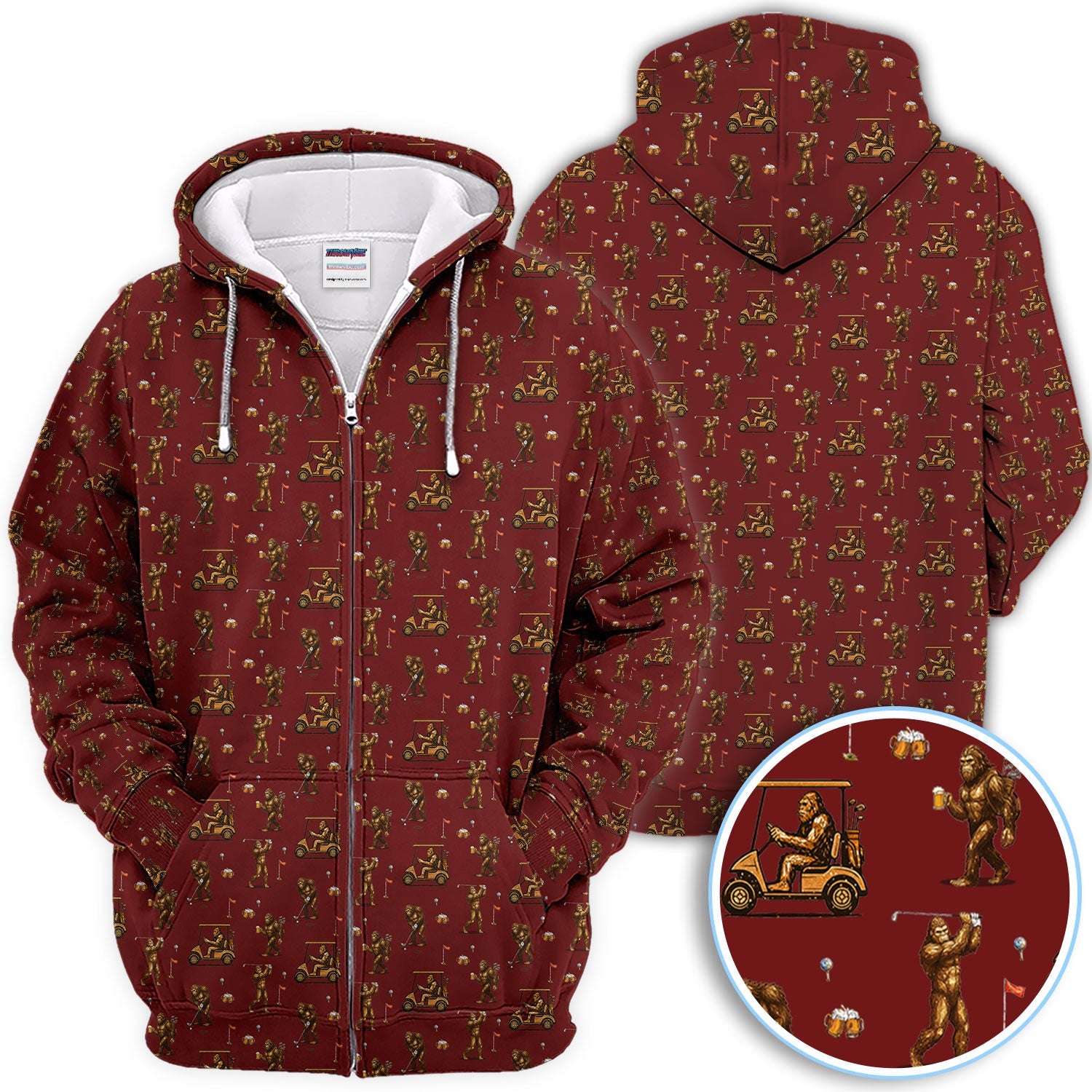 Funny Bigfoot Golf Shirt, Squatch Bigfoot And Beer Pattern Golf  Polos, Crazy Golf Gift For Golfer