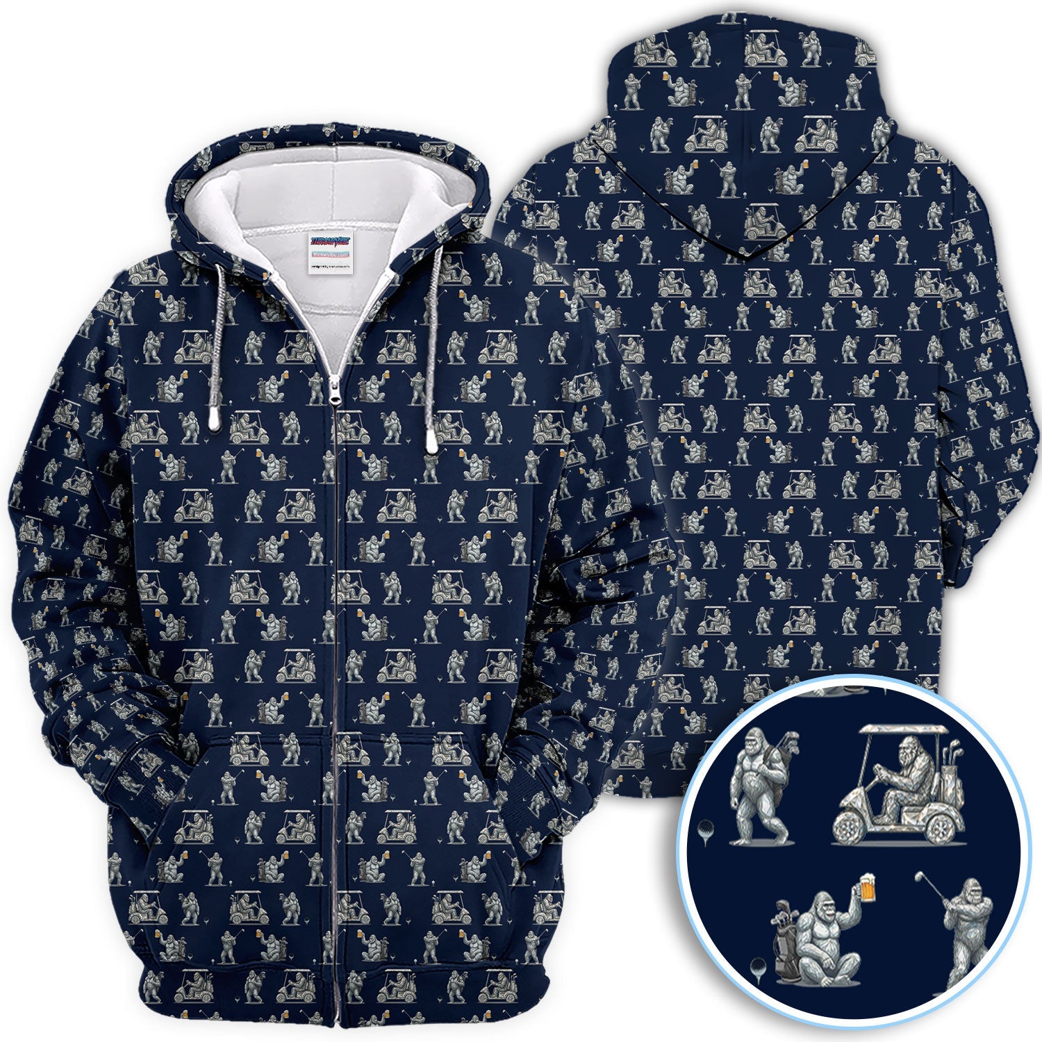 Funny Bigfoot Pattern Golf Shirt, Squatch Bigfoot Golf Polos, Crazy Golf Gift For Men