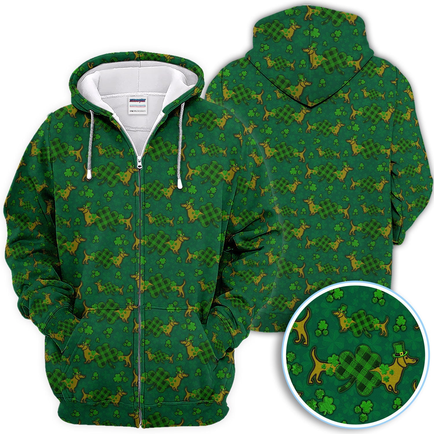 St. Patrick’s Day Golf Polos, Funny Dachshund Shamrock Golf Shirt For Men, Crazy Golf Gift For Golfer