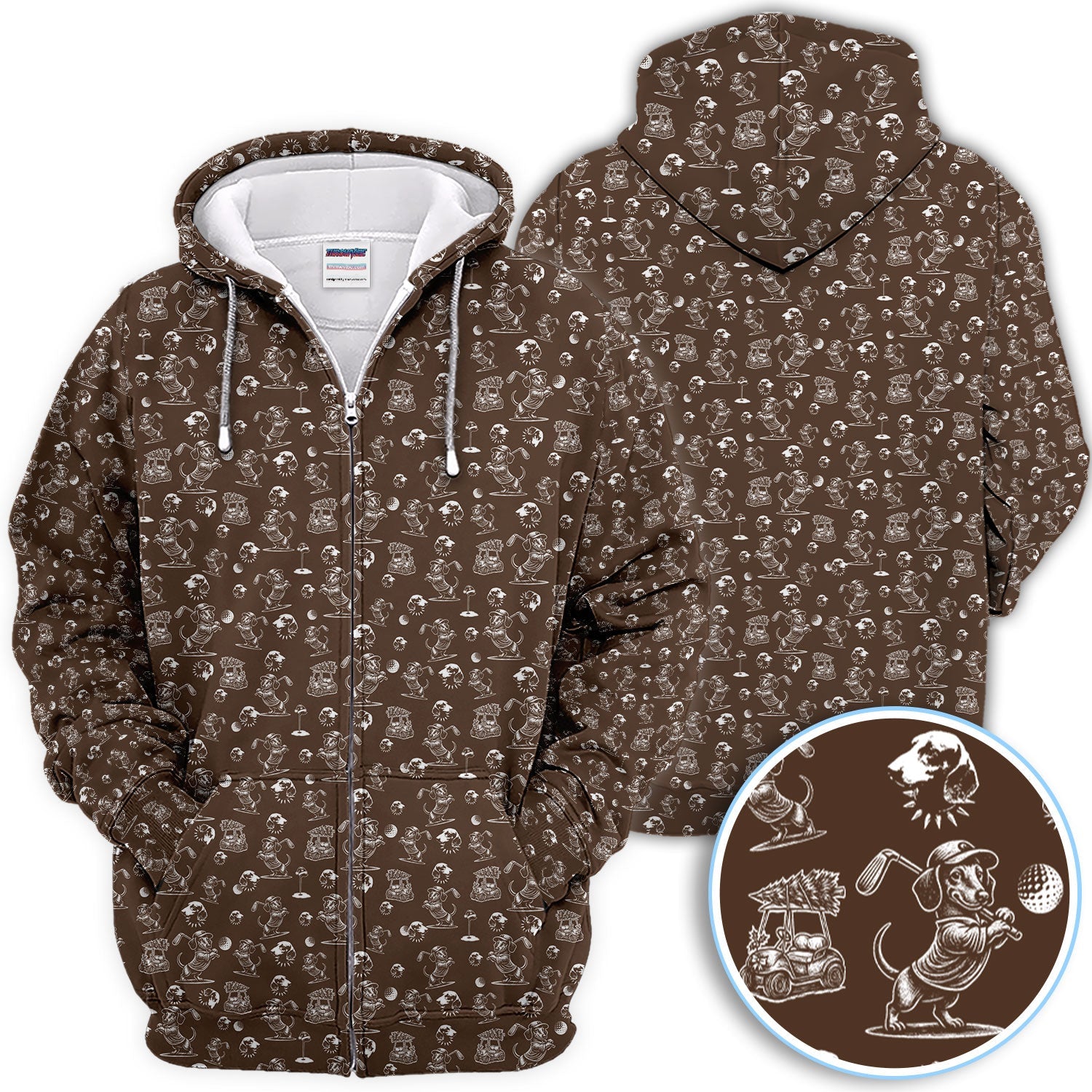 Dachshund Pattern Golf Shirt for Men, Funny Golf Polos, Golf Gift For Men