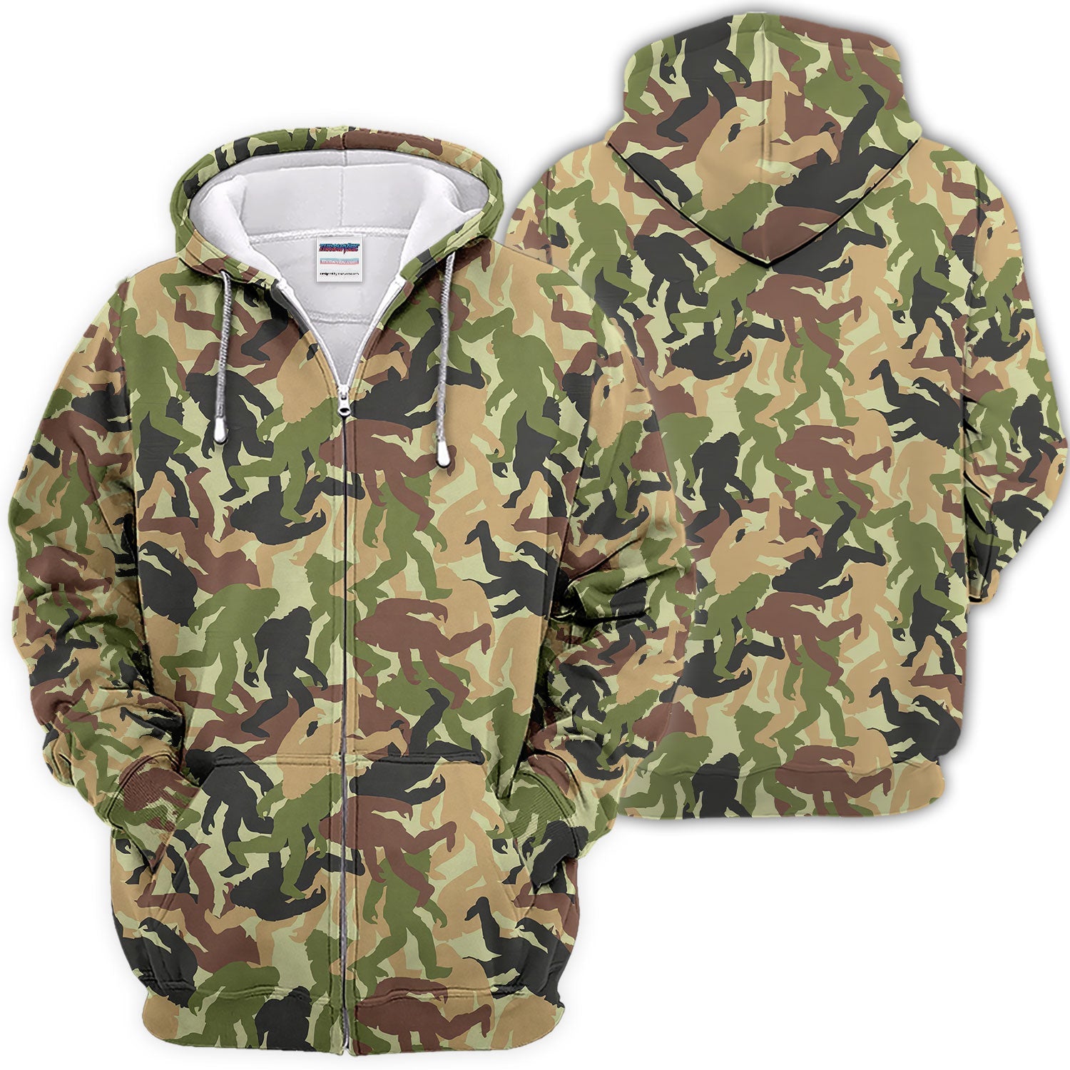 Bigfoot Camo Pattern Golf Polos, Crazy Sasquatch Golf Shirt, Funny Golf Gift For Golfer