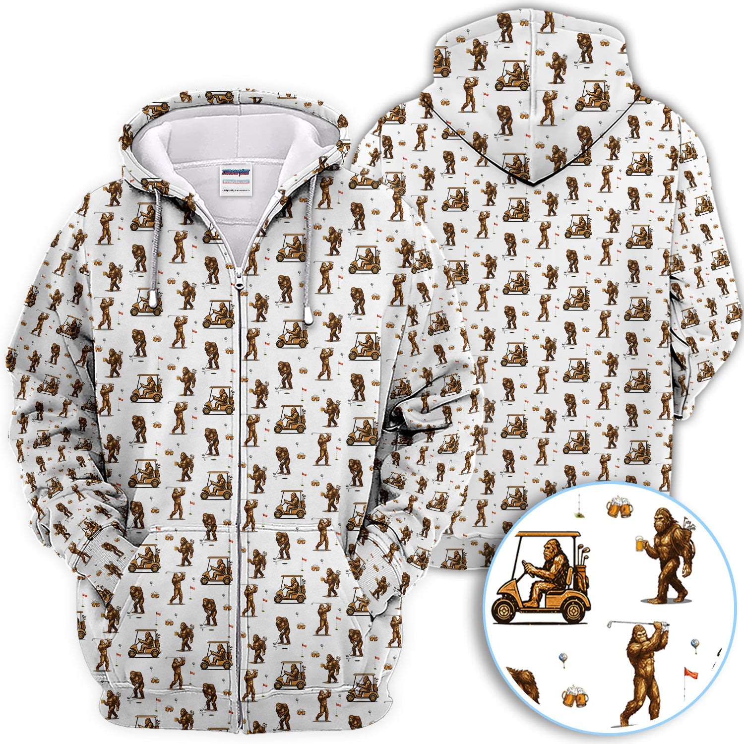 Funny Bigfoot Golf Shirt, Squatch Bigfoot And Beer Pattern Golf  Polos, Crazy Golf Gift For Golfer