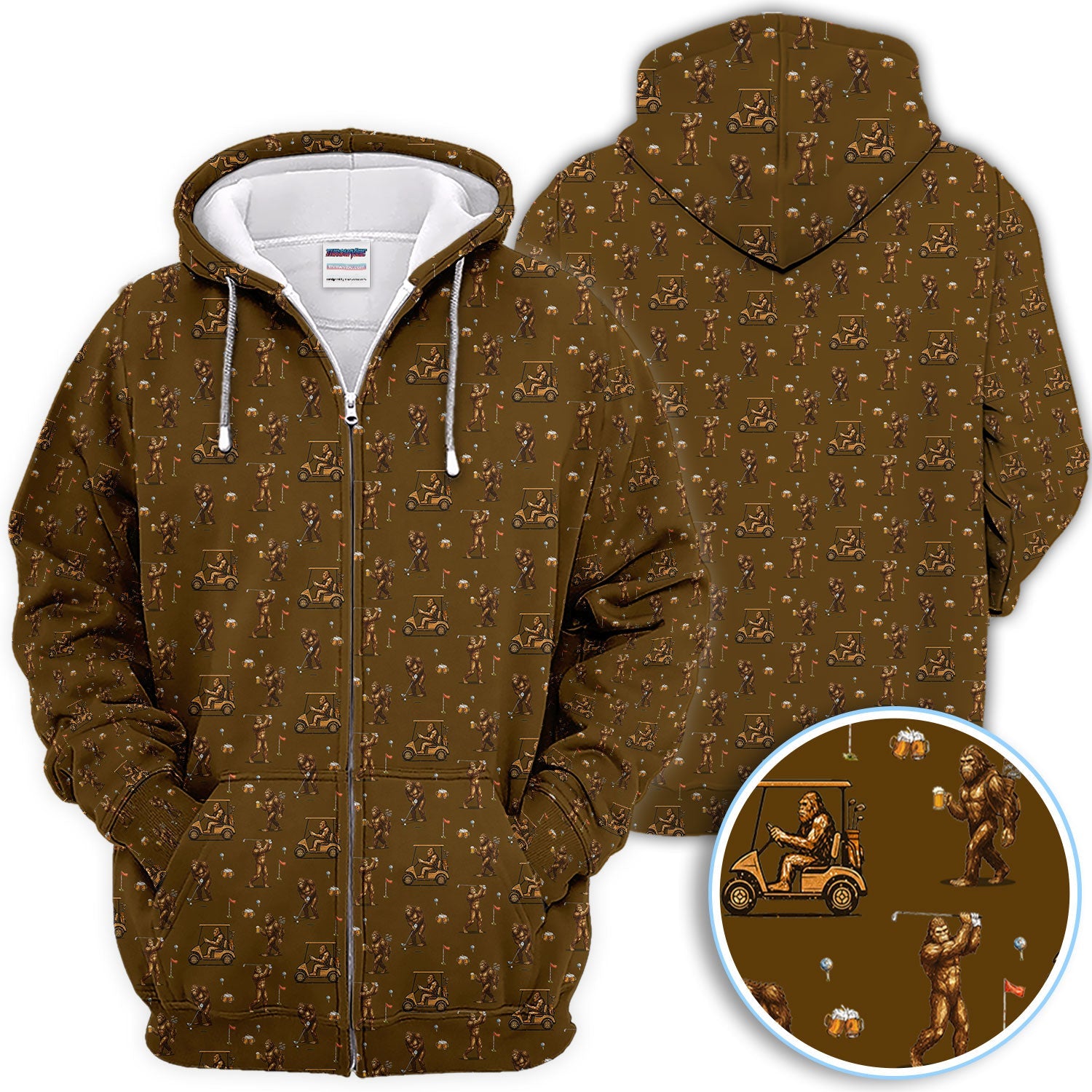 Funny Bigfoot Golf Shirt, Squatch Bigfoot And Beer Pattern Golf  Polos, Crazy Golf Gift For Golfer