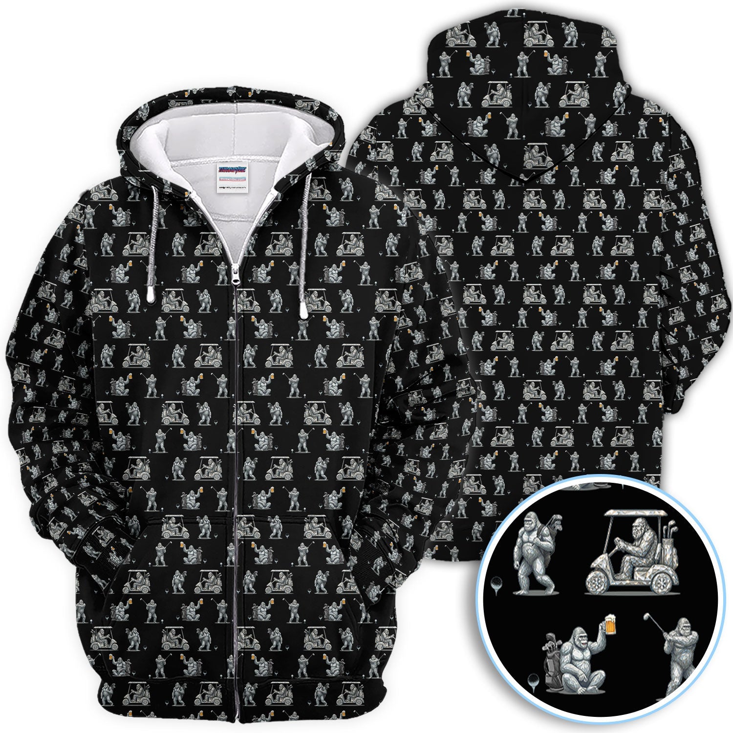 Funny Bigfoot Pattern Golf Shirt, Squatch Bigfoot Golf Polos, Crazy Golf Gift For Men