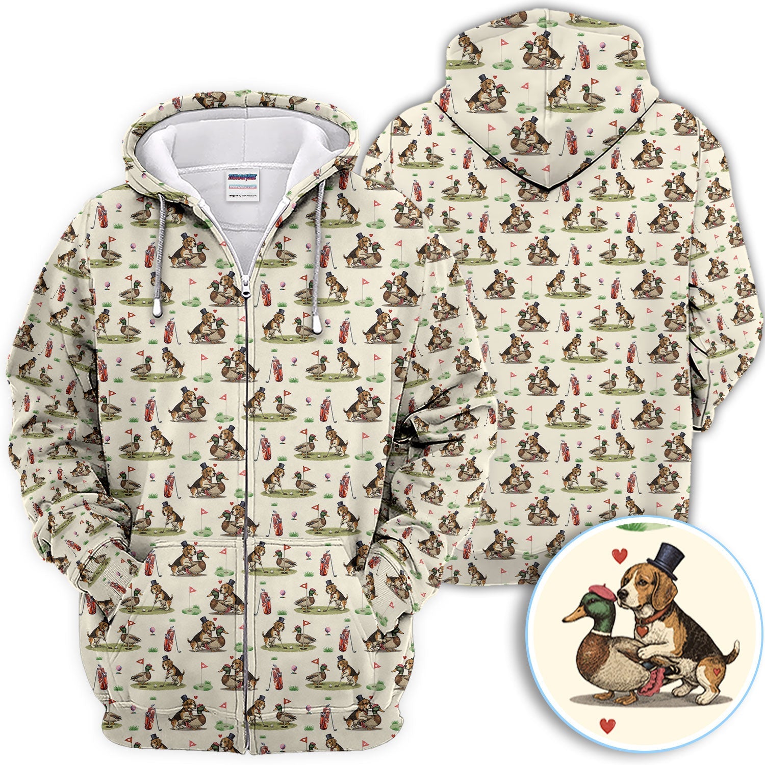 Beagle Pattern Golf Shirt, Valentine Love Golf Shirt For Hunter Lover, Golf Gift For Golfer
