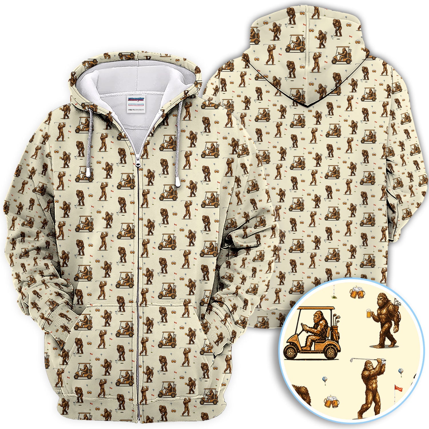 Funny Bigfoot Golf Shirt, Squatch Bigfoot And Beer Pattern Golf  Polos, Crazy Golf Gift For Golfer