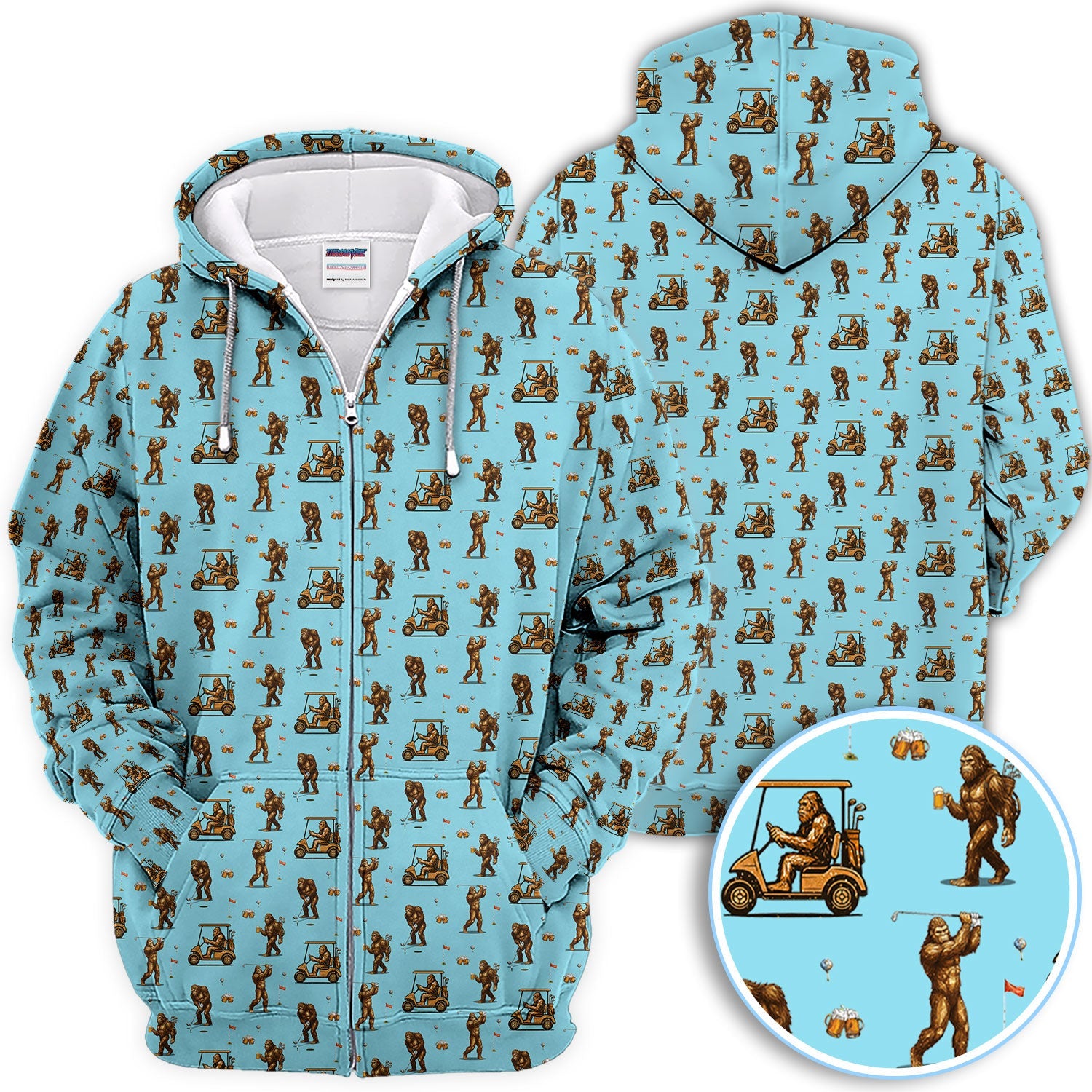 Funny Bigfoot Golf Shirt, Squatch Bigfoot And Beer Pattern Golf  Polos, Crazy Golf Gift For Golfer