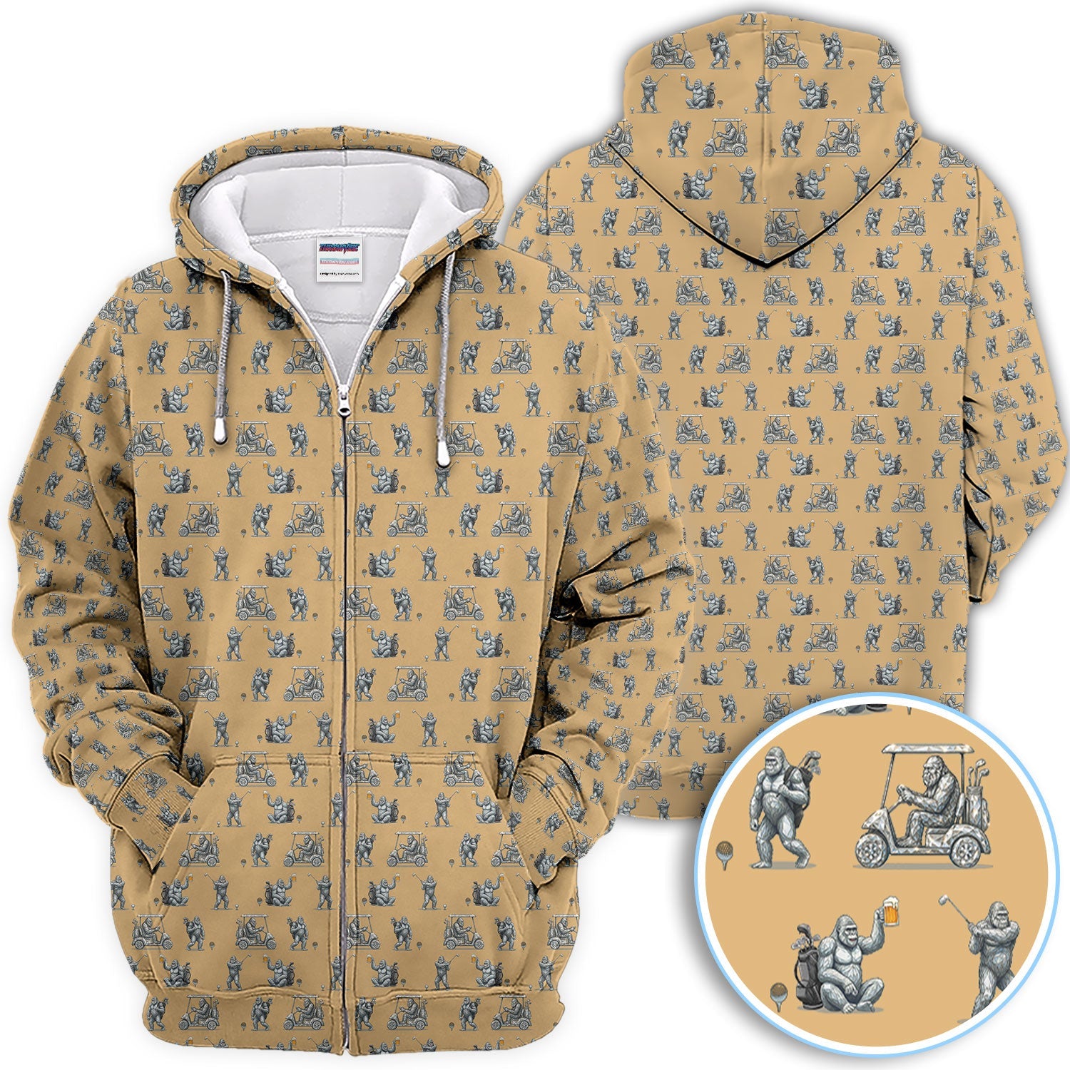 Funny Bigfoot Pattern Golf Shirt, Squatch Bigfoot Golf Polos, Crazy Golf Gift For Men