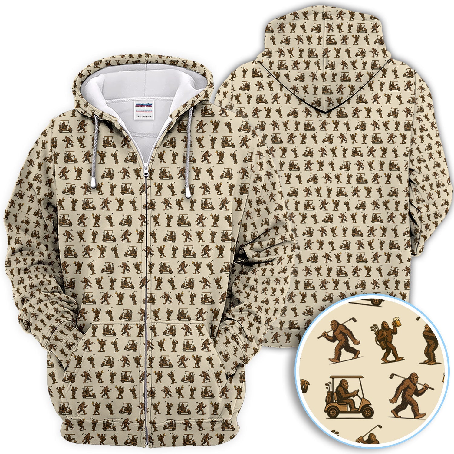 Funny Golf Pattern Shirt, Bigfoot Golf Shirt For Men, Crazy Golf Gift For Golfer