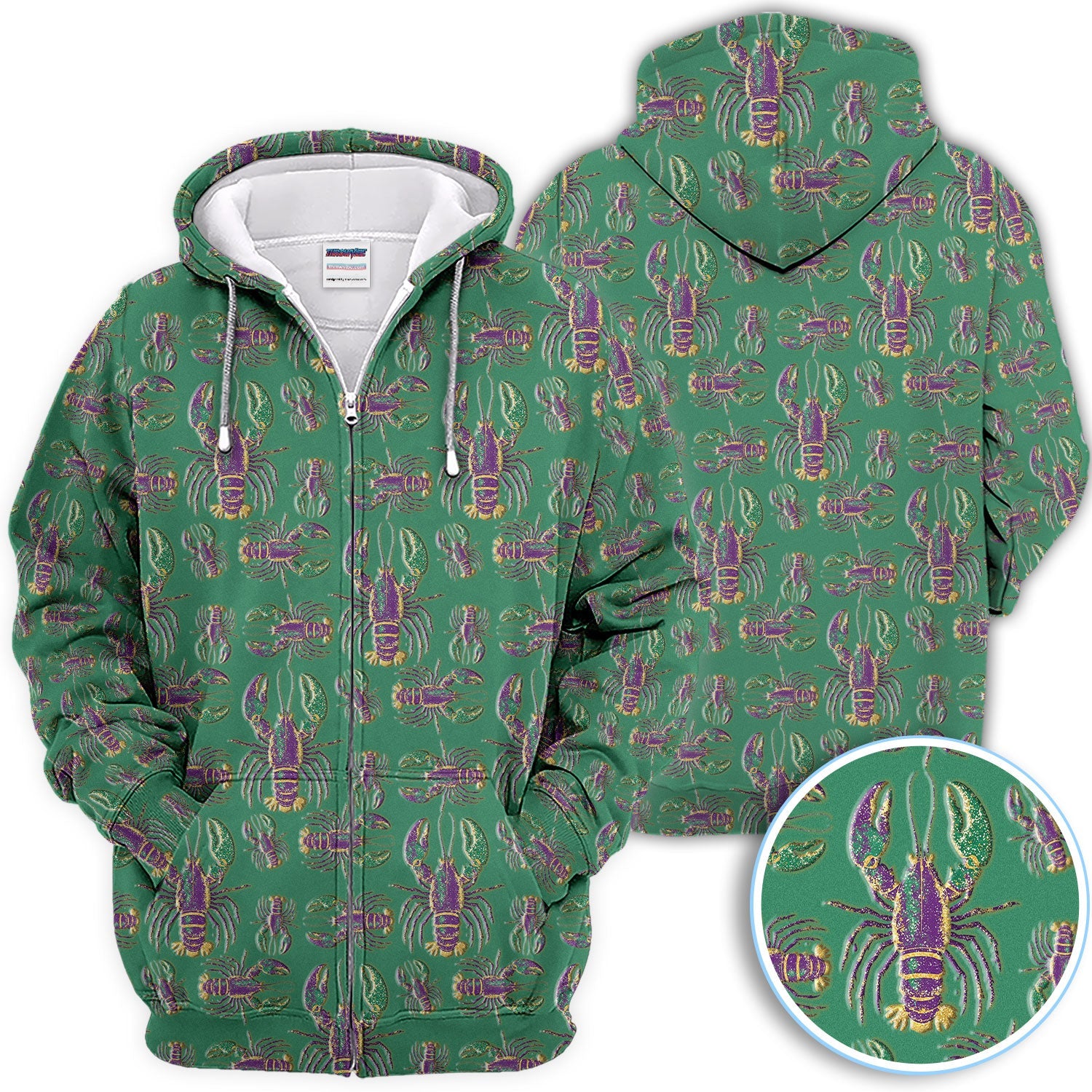 Mardi Gras Crawfish Pattern Golf Polos, Crazy Louisiana Crawfish Golf Shirt For Men, Golf Gift For Golfer