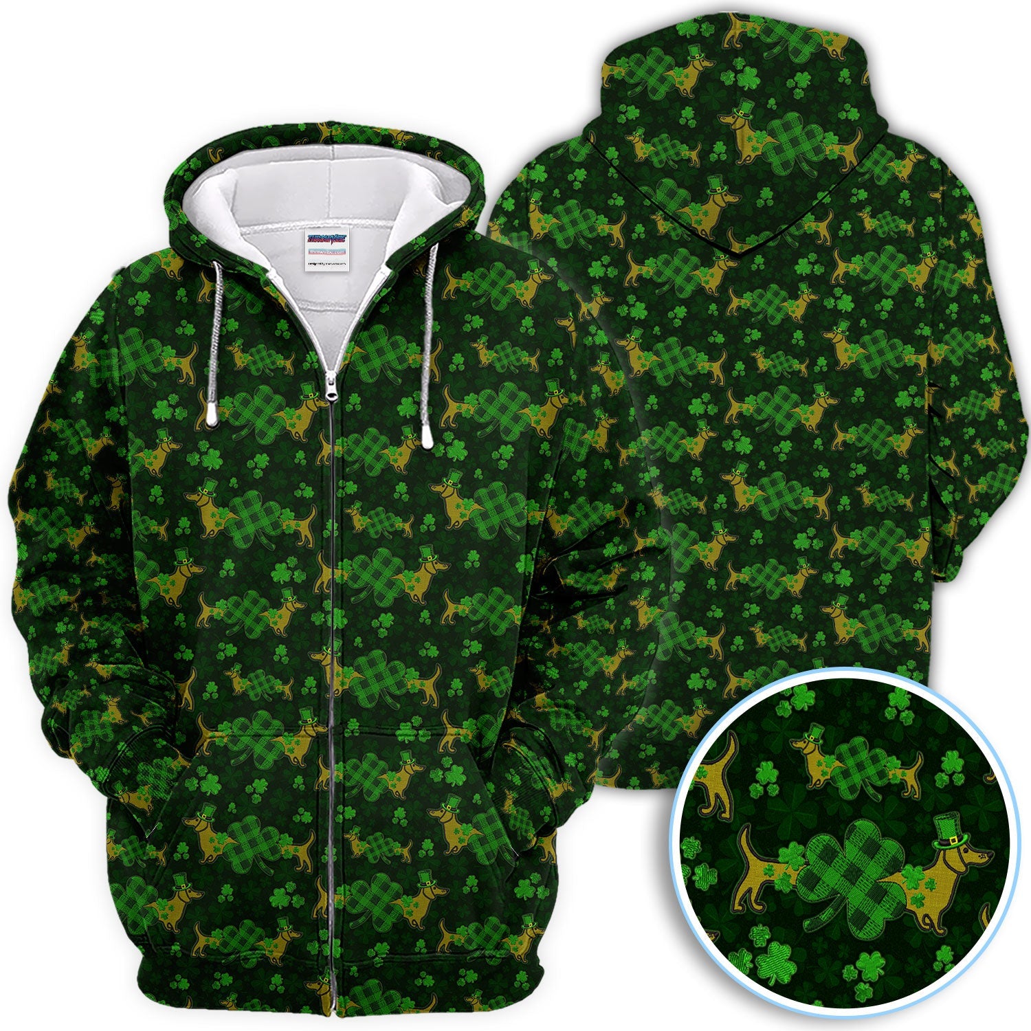 St. Patrick’s Day Golf Polos, Funny Dachshund Shamrock Golf Shirt For Men, Crazy Golf Gift For Golfer