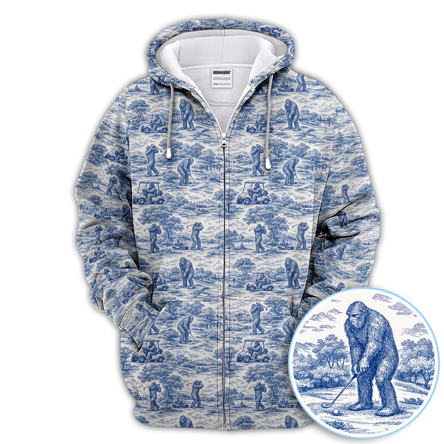 Crazy Bigfoot Pattern Golf Polos, Funny Sasquatch Golf Shirt For Men, Golf Gift For Golfer